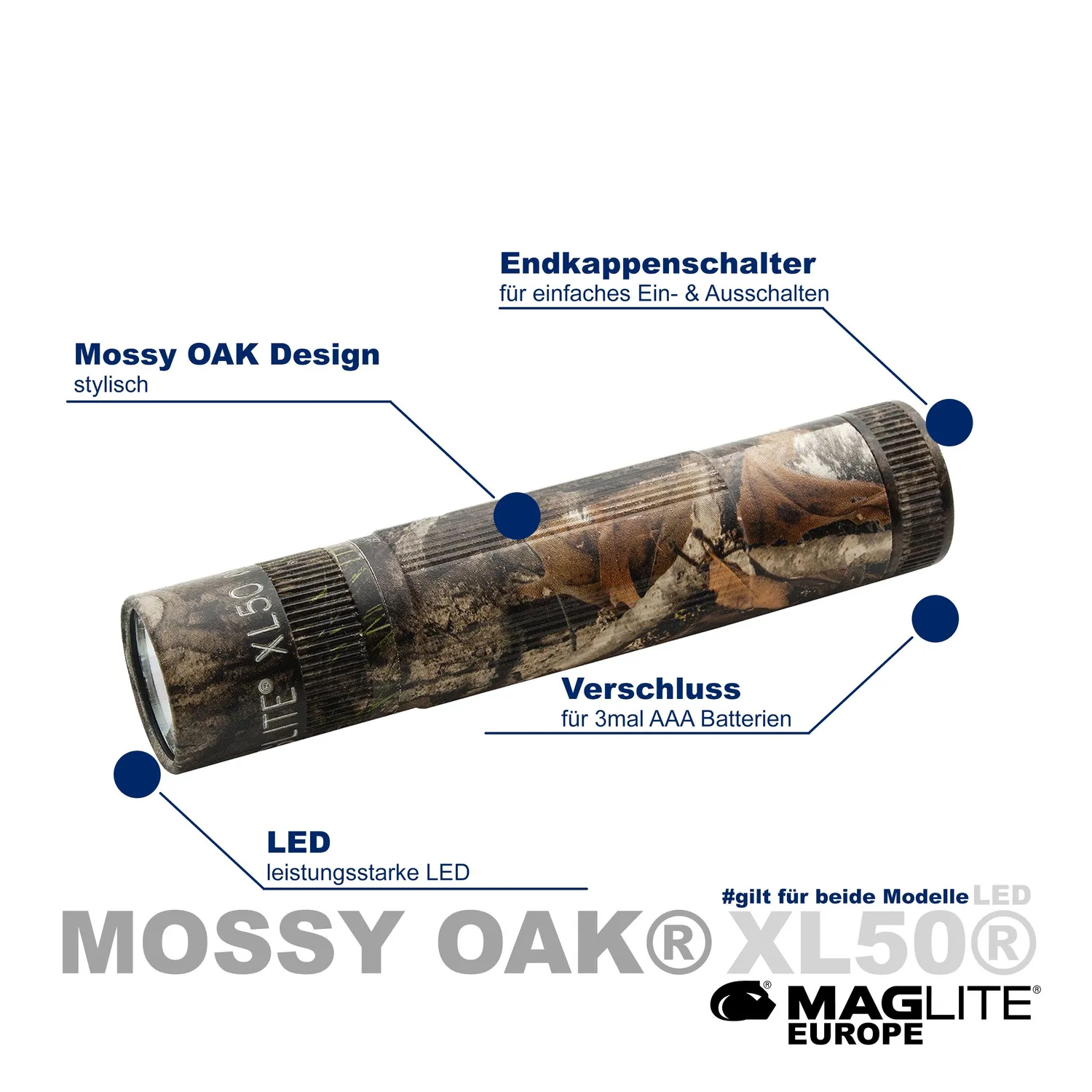 Maglite XL50 Mossy Oak Bottomland zaklamp 3xAAA 200 lumen