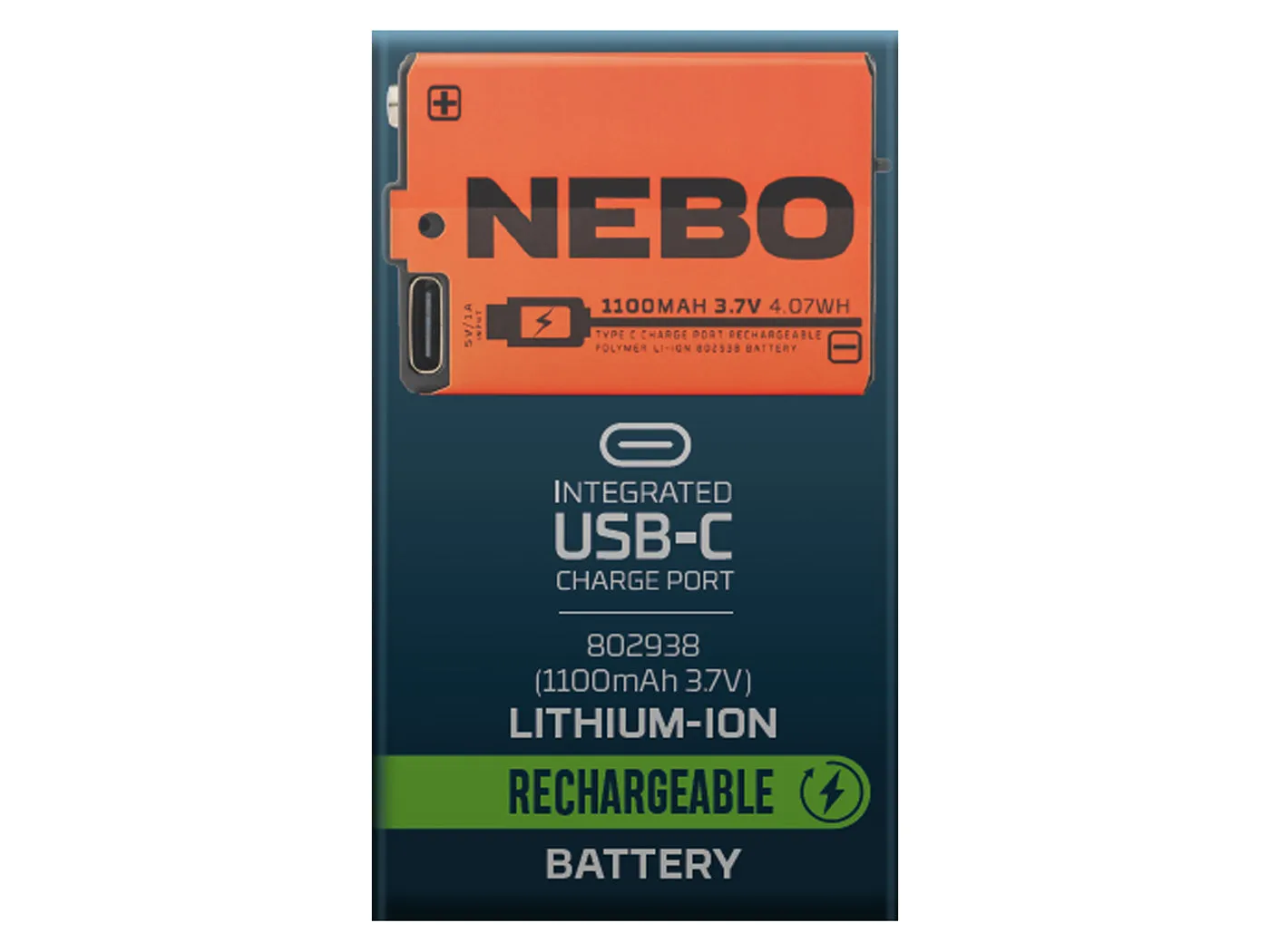 Nebo 802938 accu 1100mAh 3,7V USB-C