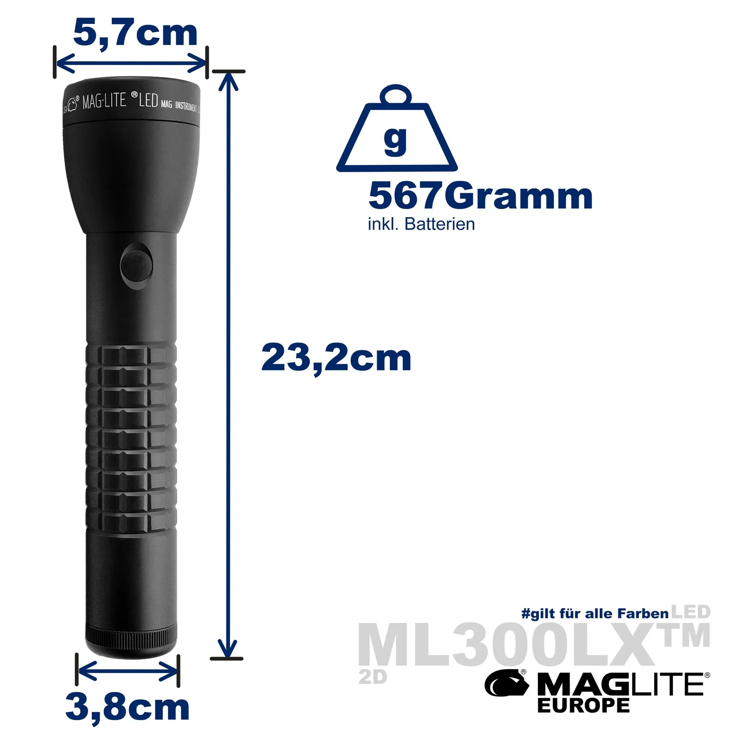 Mag-Lite ML300LX 2D LED-zaklamp zwart 524 lumen