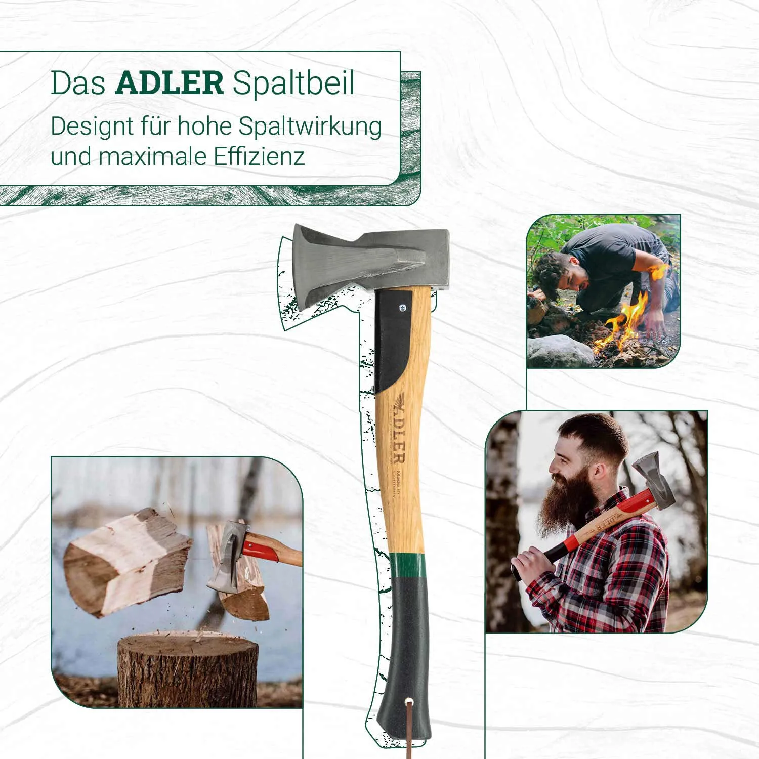 ADLER Short Splitter kloofbijl 50 cm C45 leer