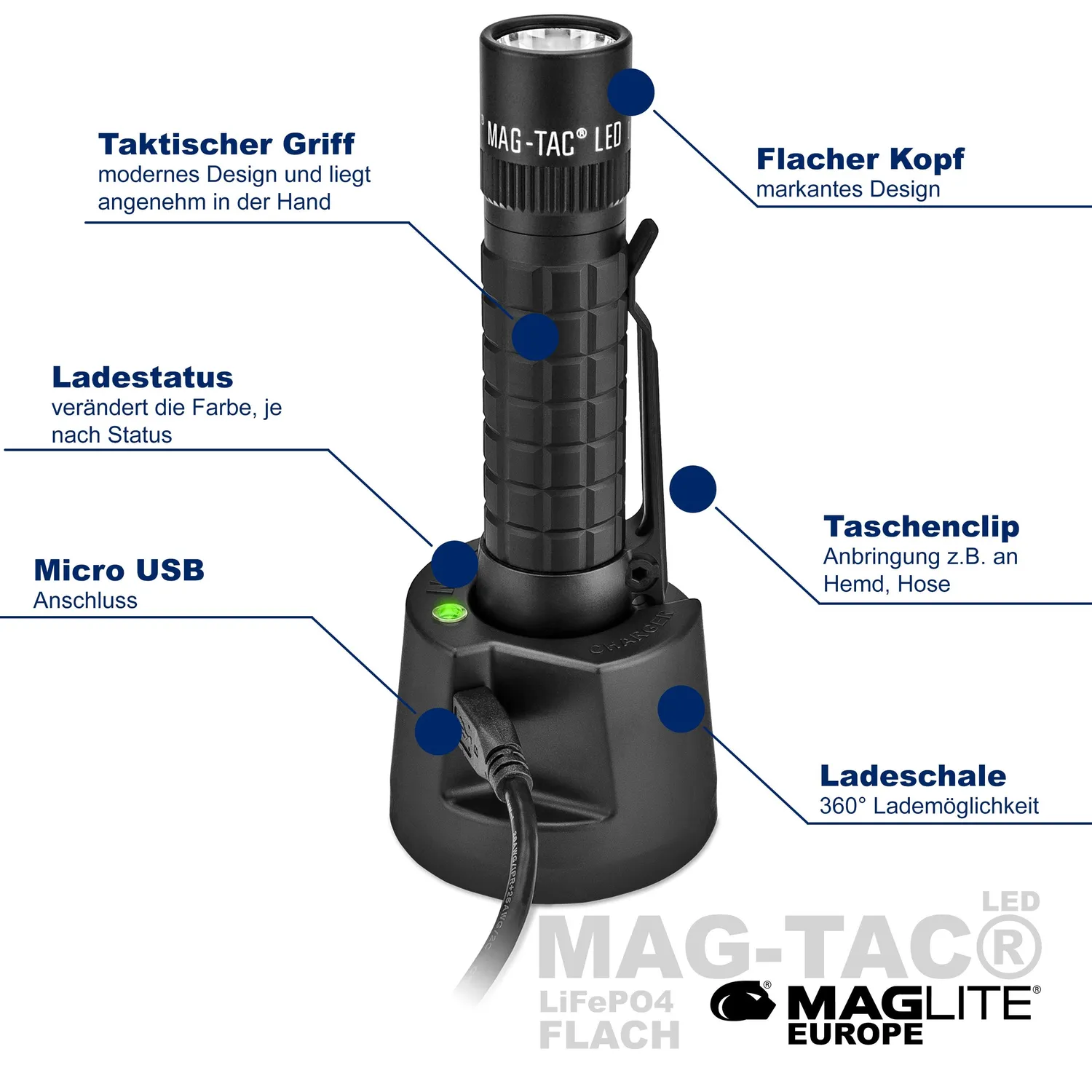 Mag-Lite Mag-Tac LED-zaklamp oplaadbaar 740 lumen