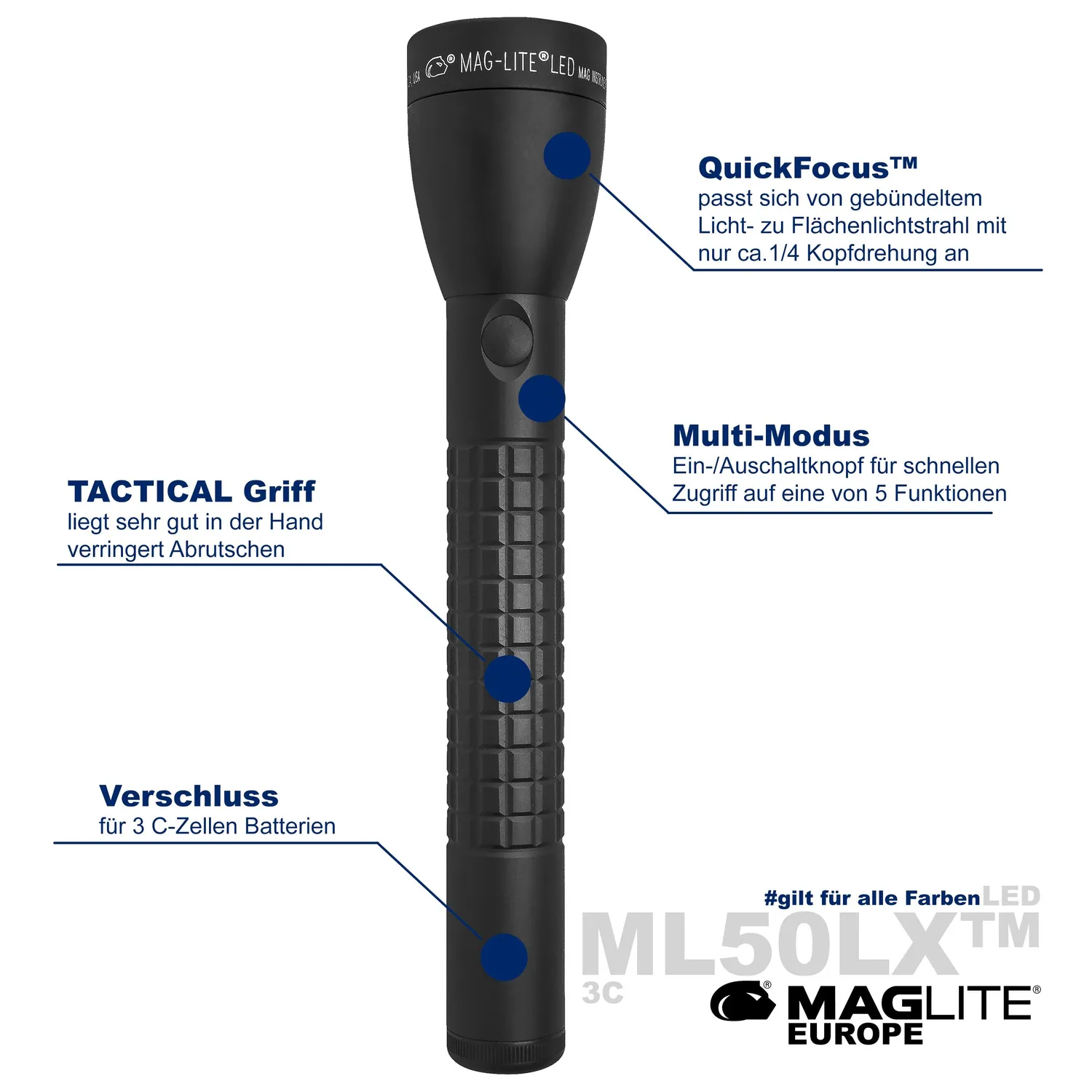 Mag-Lite ML50LX 3C LED zaklamp 705 lumen zwart