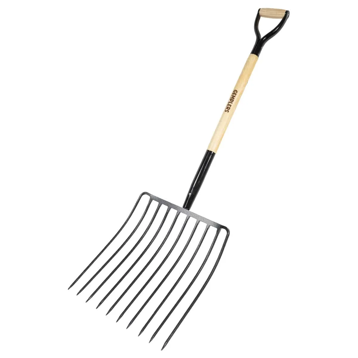 Gemplers Mulch mestvork 10-tands houten steel 33 inch D-greep