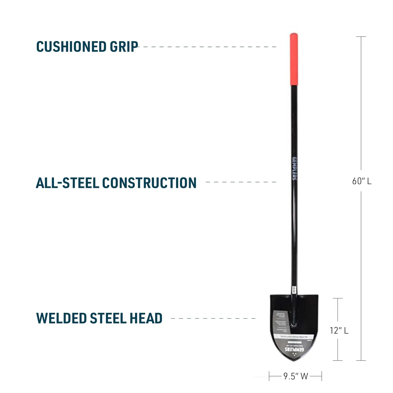 Gemplers All-Steel Round Point spade staal 122 cm