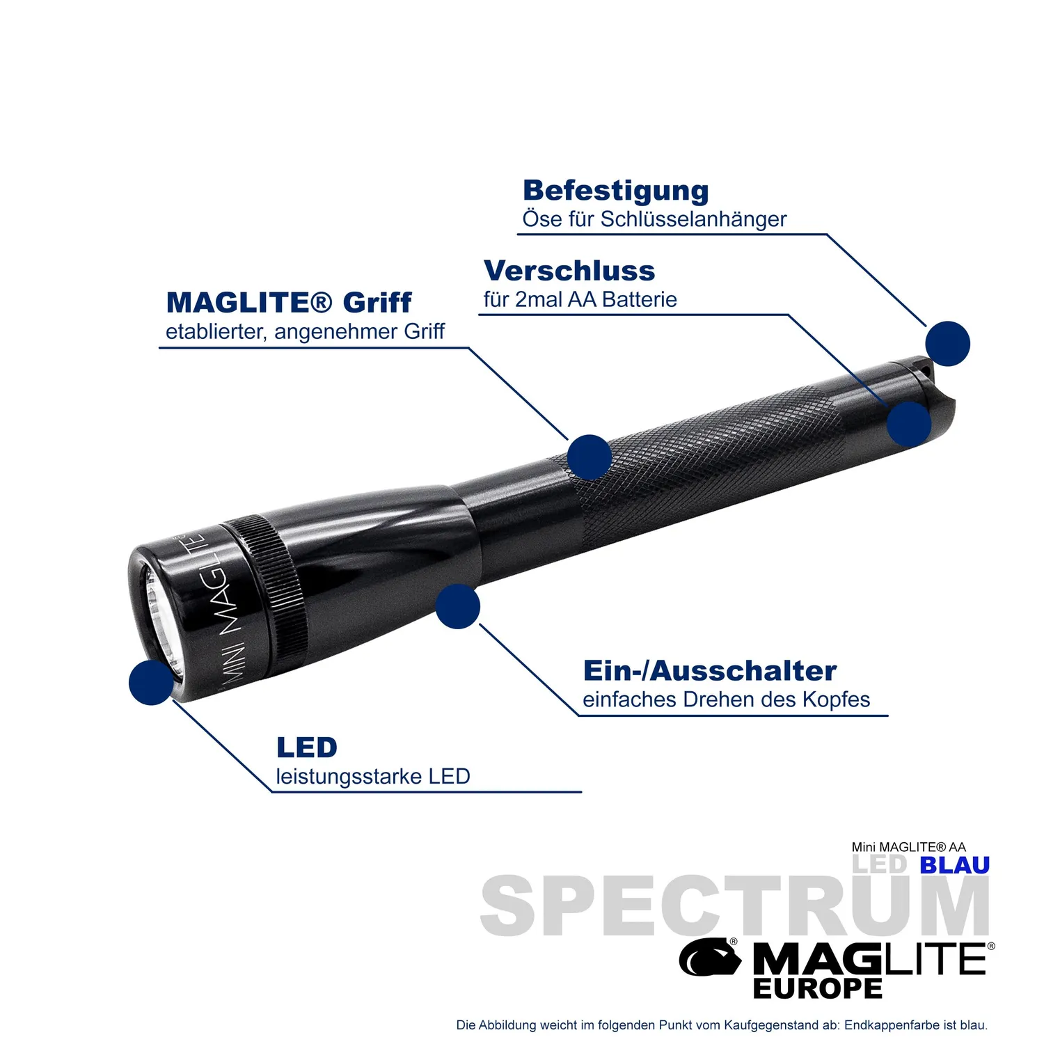 Maglite Spectrum Solitaire LED zaklamp blauw 14 lumen