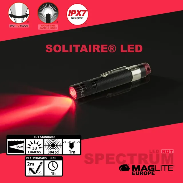 Mag-Lite Spectrum Solitaire zaklamp rood 1x AAA 33 lumen