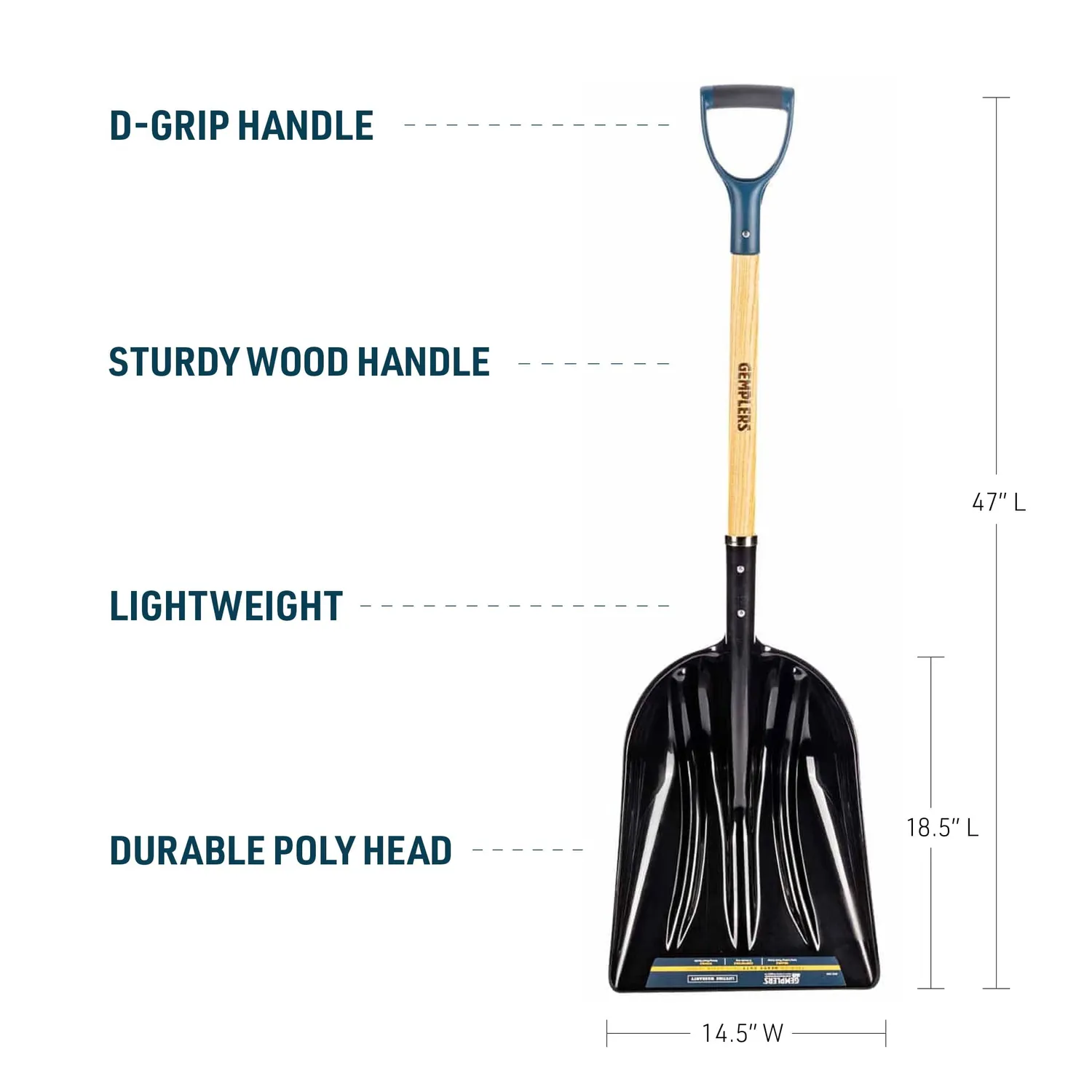 Gemplers Poly Scoop Shovel Wood Handle schep 47 cm breed
