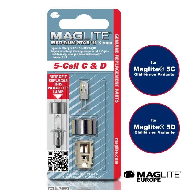 Maglite 5C 5D xenon reservelamp LMXA501