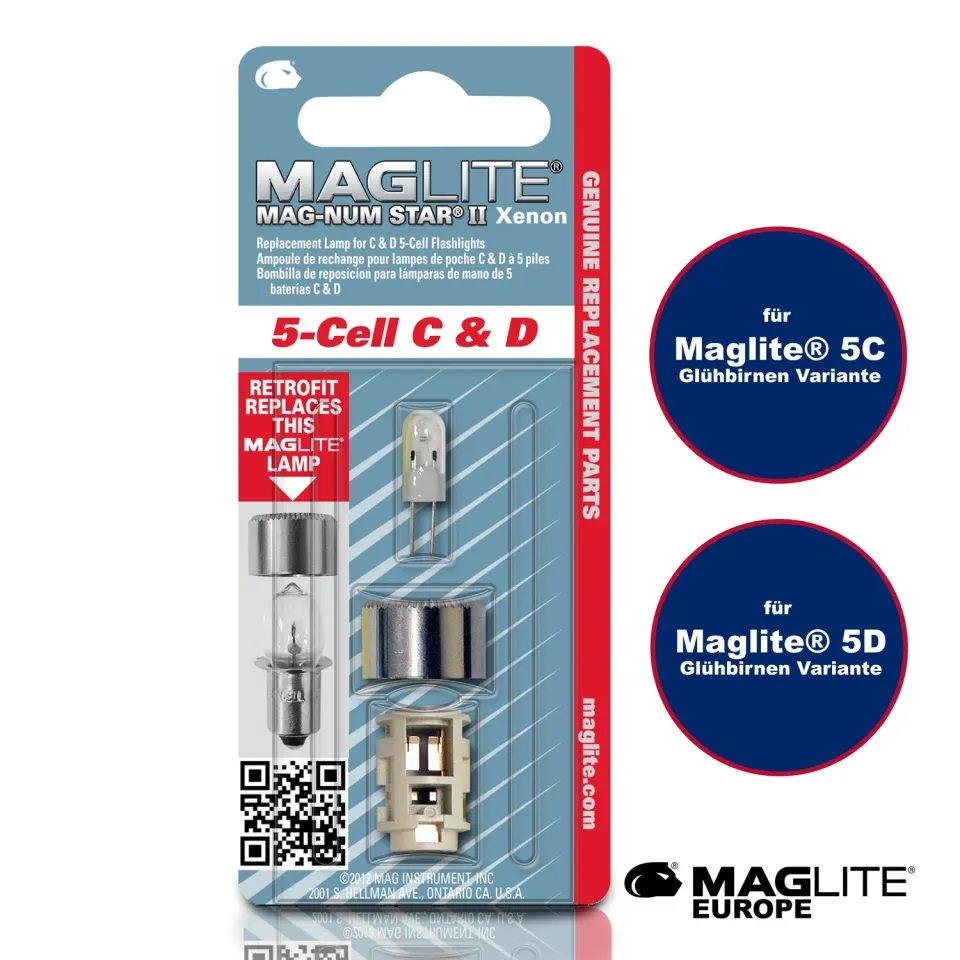 Maglite 5C 5D xenon reservelamp LMXA501
