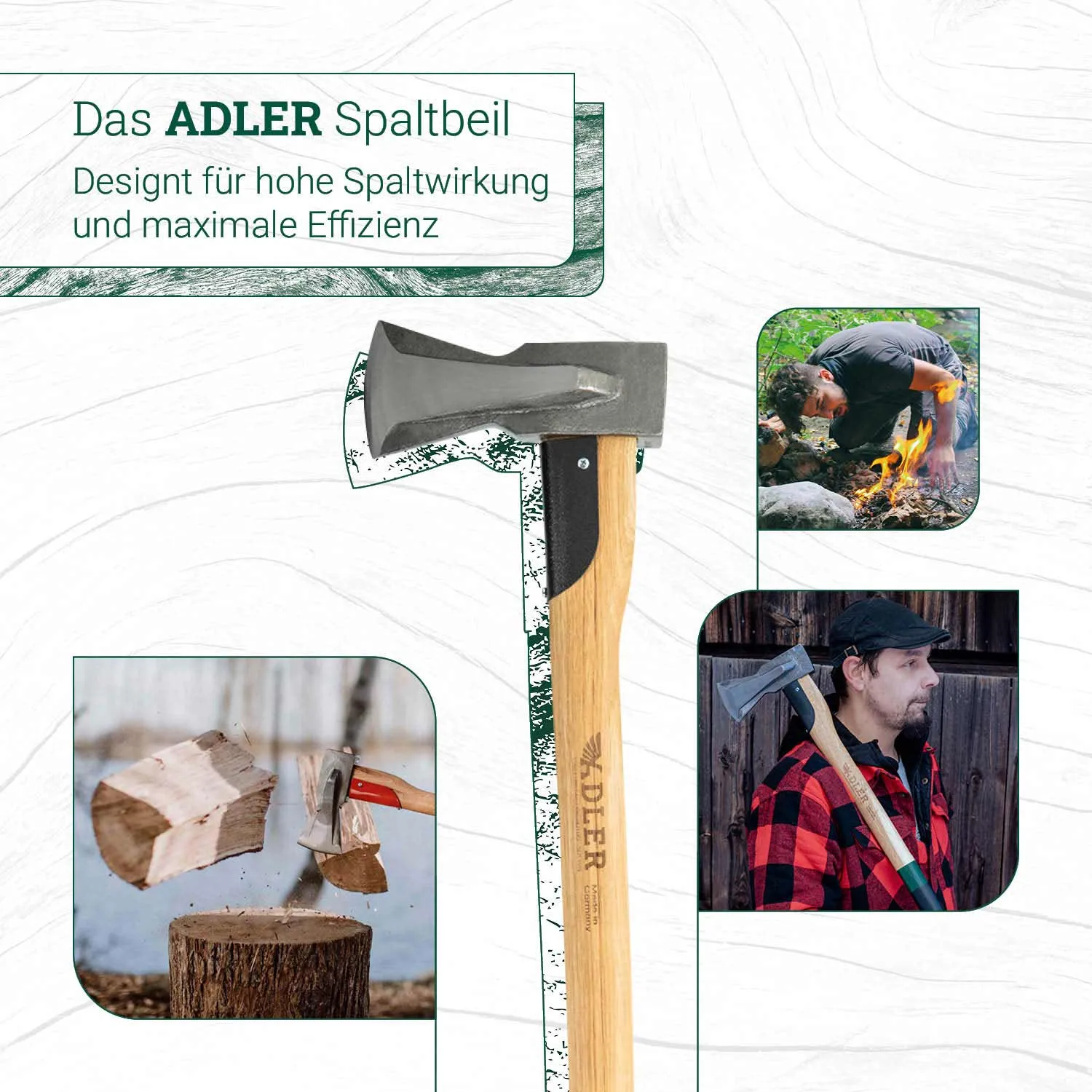 ADLER Long Splitter kloofbijl 80 cm C45 leer