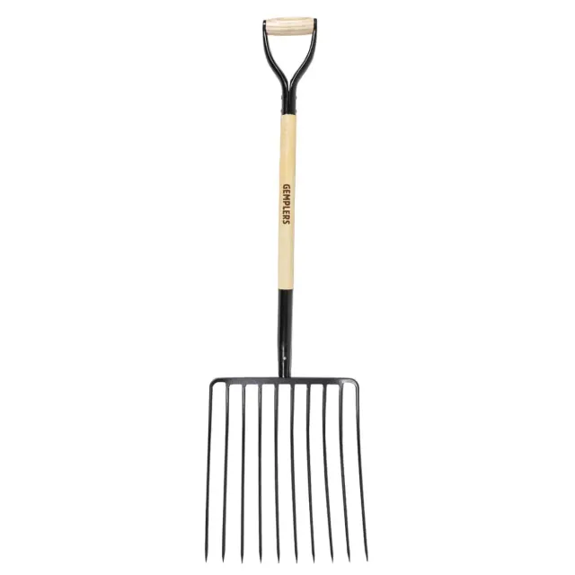 Gemplers Mulch mestvork 10-tands houten steel 33 inch D-greep