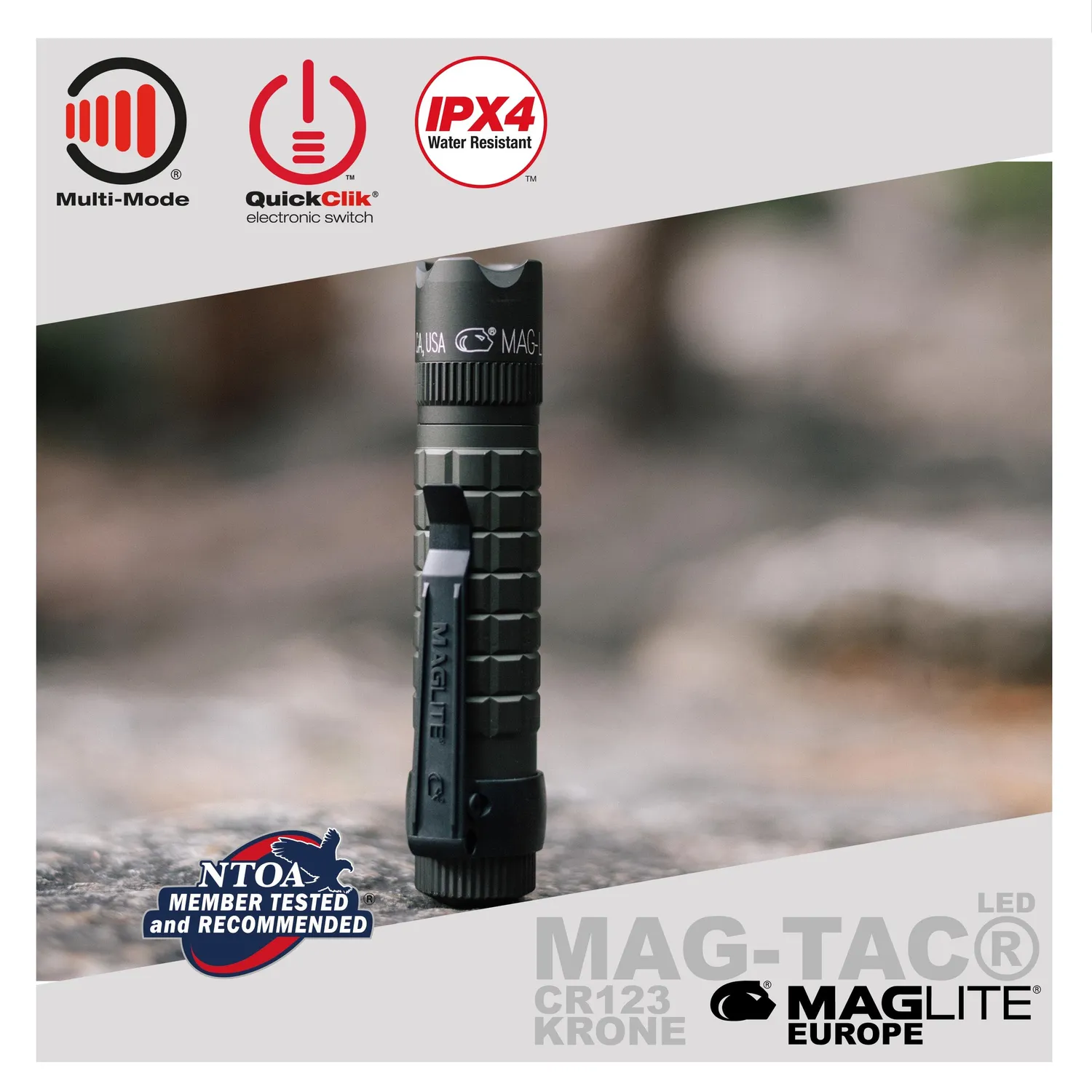 Maglite MAG-TAC CR123 LED zaklamp kroonrand zwart 320 lumen