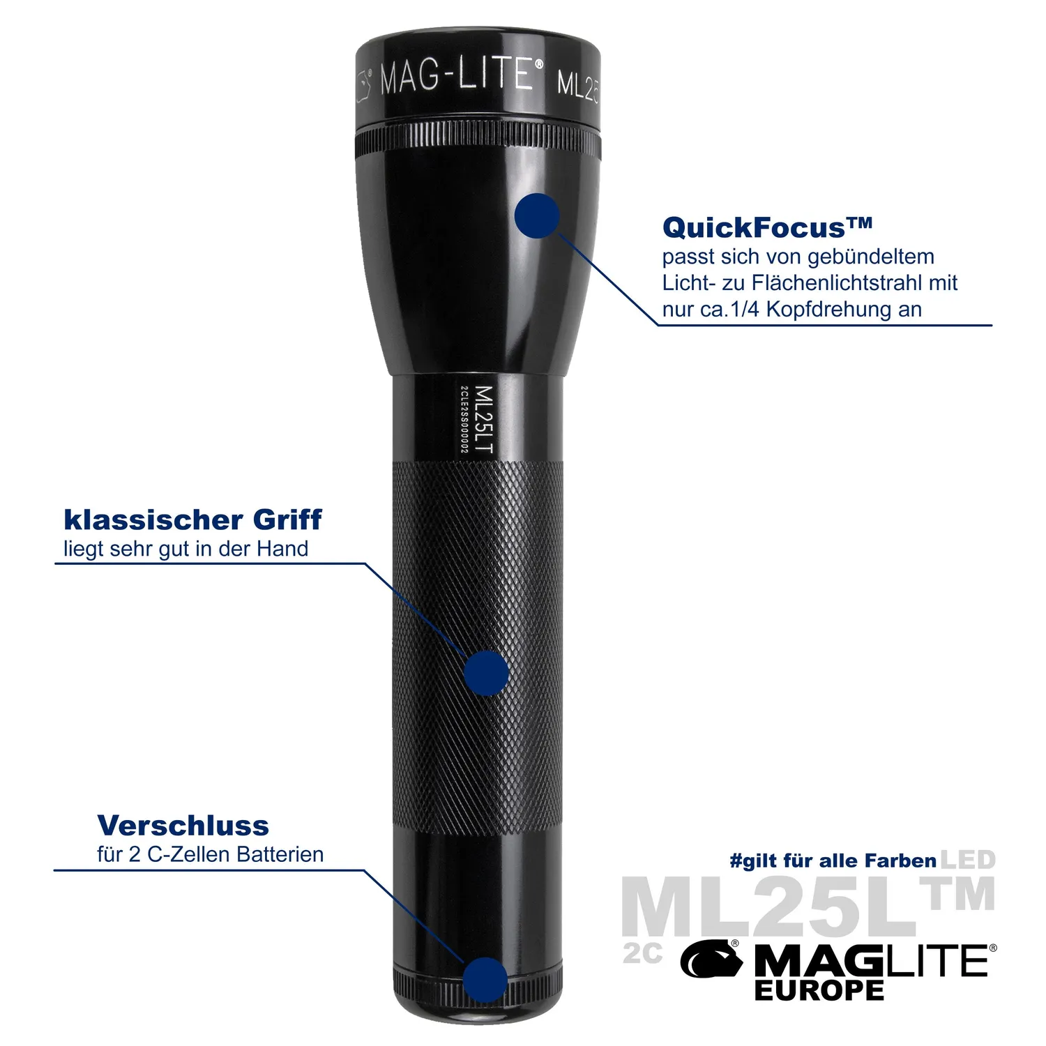 Maglite ML25LT LED zaklamp 2x C zwart 192 lumen