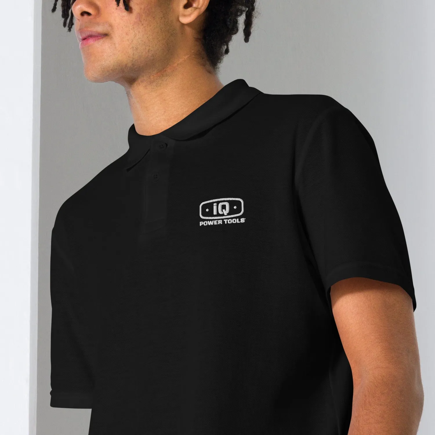 IQ Powertools polo werkkleding pique katoen unisex zwart