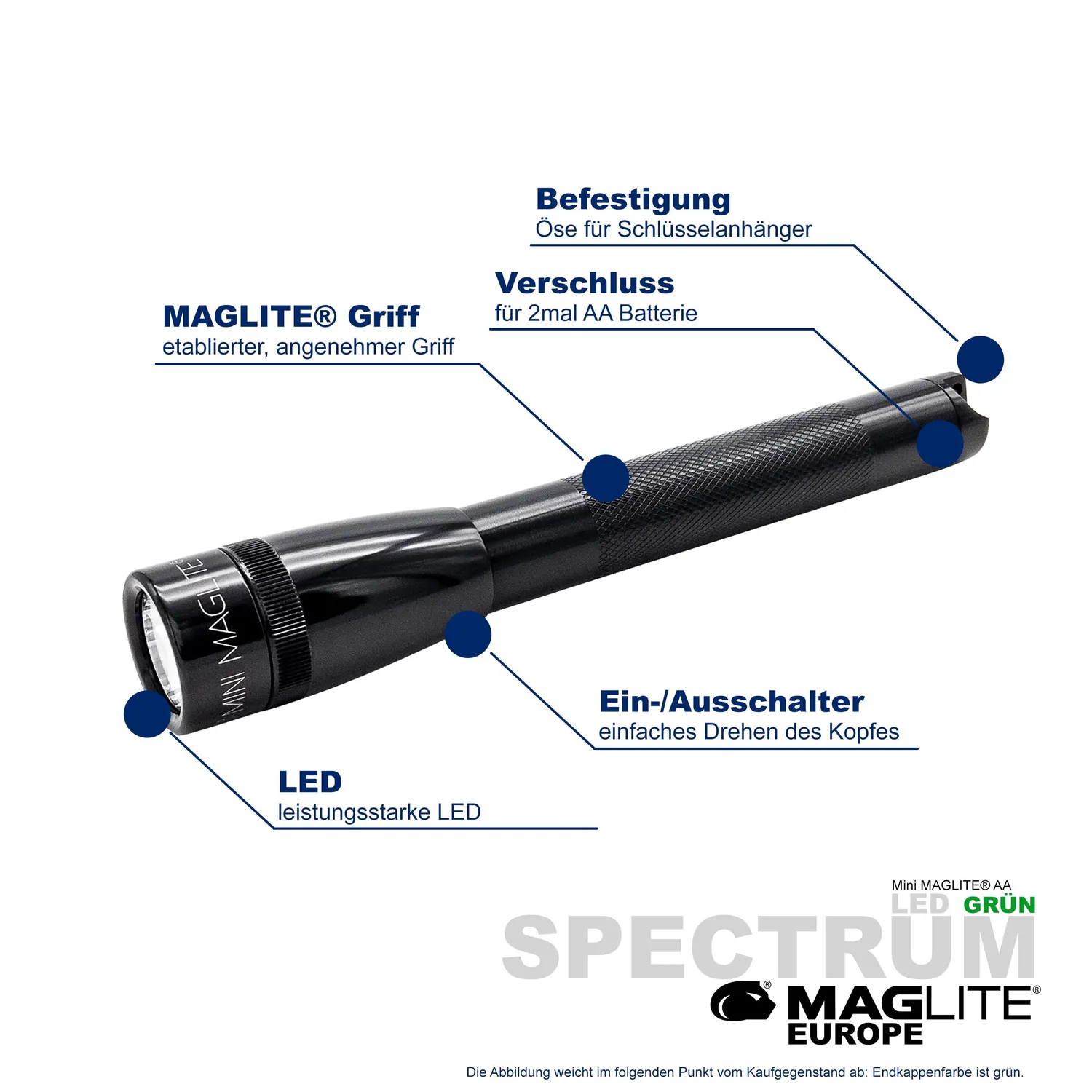 Mag-Lite Spectrum Solitaire zaklamp groen 1x AAA 30 lumen