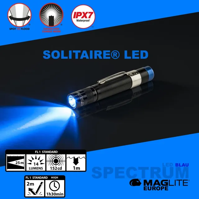 Maglite Spectrum Solitaire LED zaklamp blauw 14 lumen