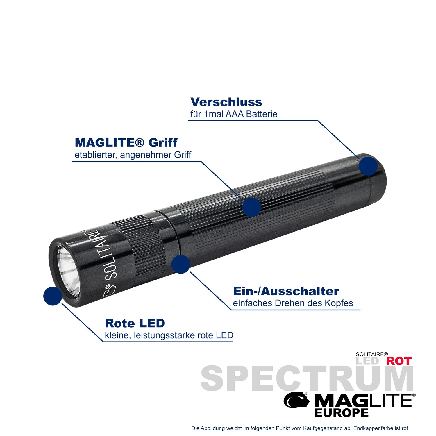 Mag-Lite Spectrum Solitaire zaklamp rood 1x AAA 33 lumen