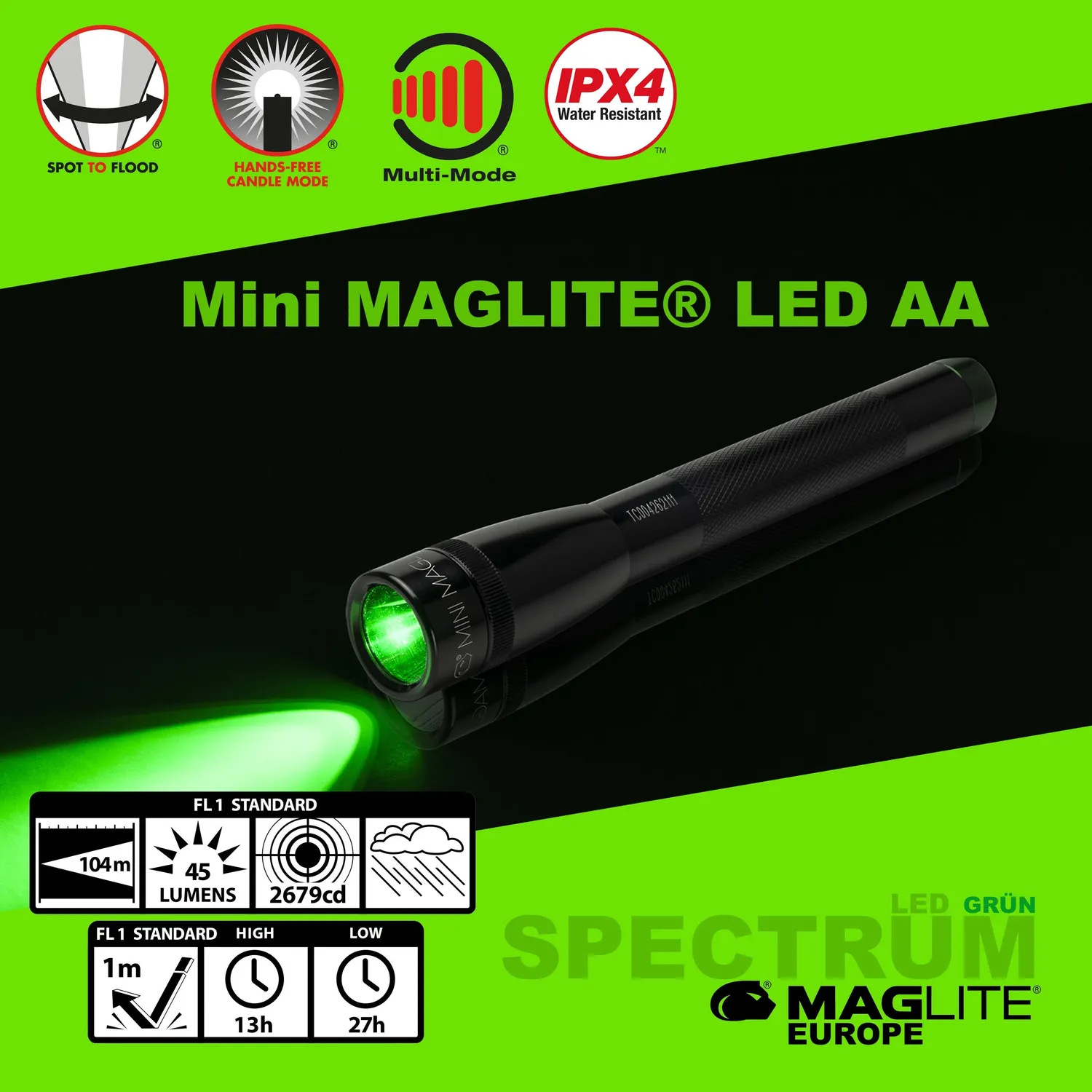 Mag-Lite Spectrum Solitaire zaklamp groen 1x AAA 30 lumen