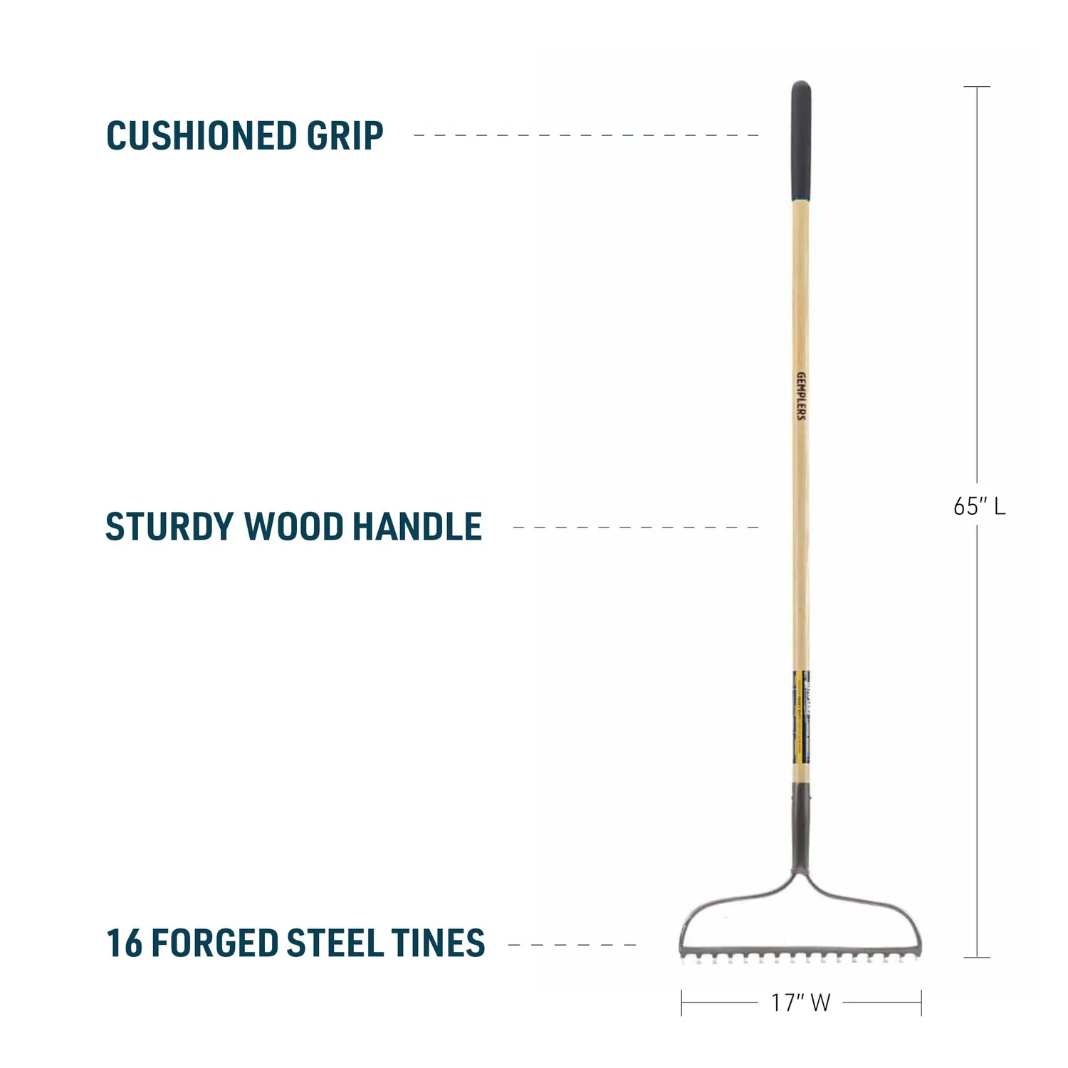 Gemplers tuin hark gesmeed 16 tanden houten steel sterk