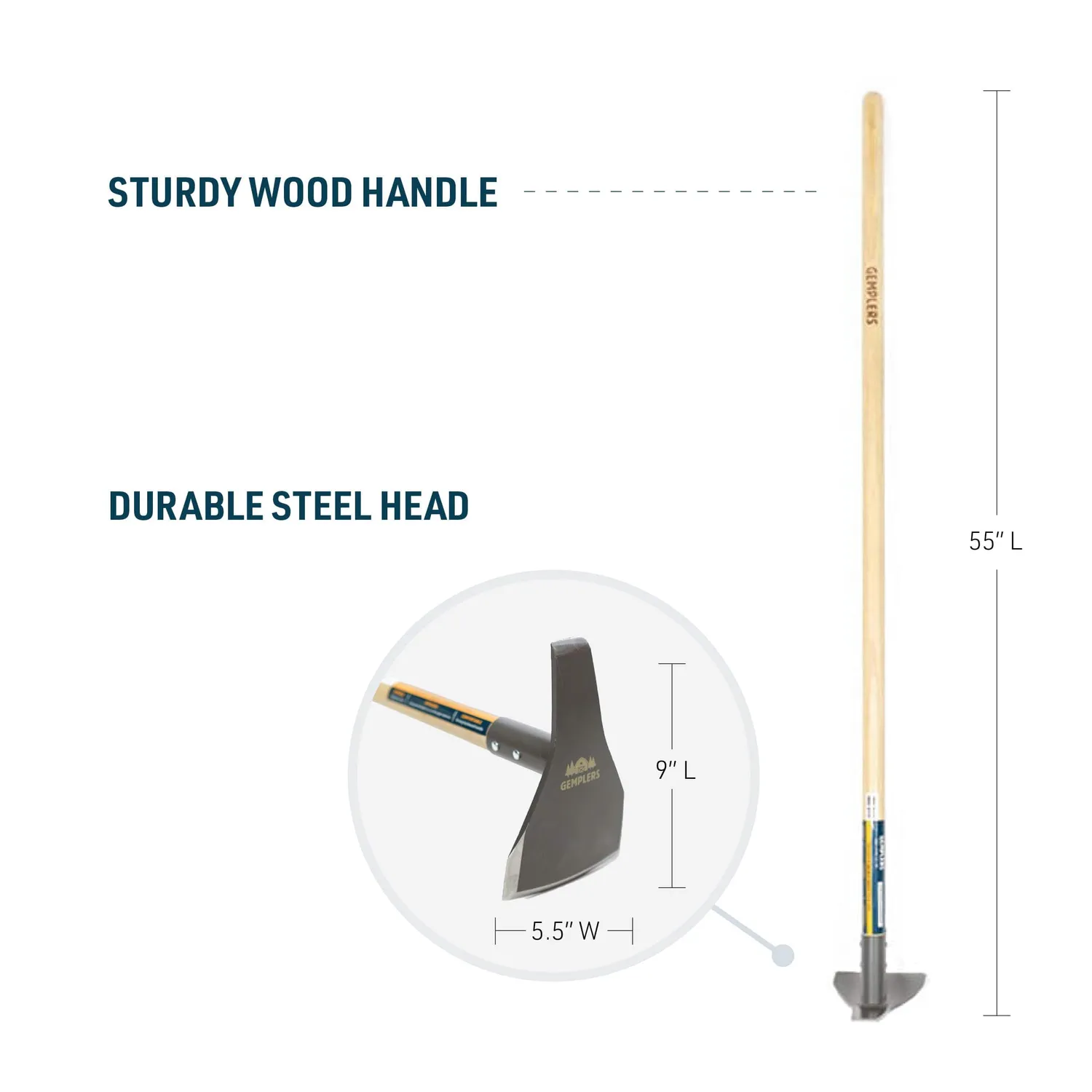 Gemplers Pick Houweel houten steel 140 cm stalen kop