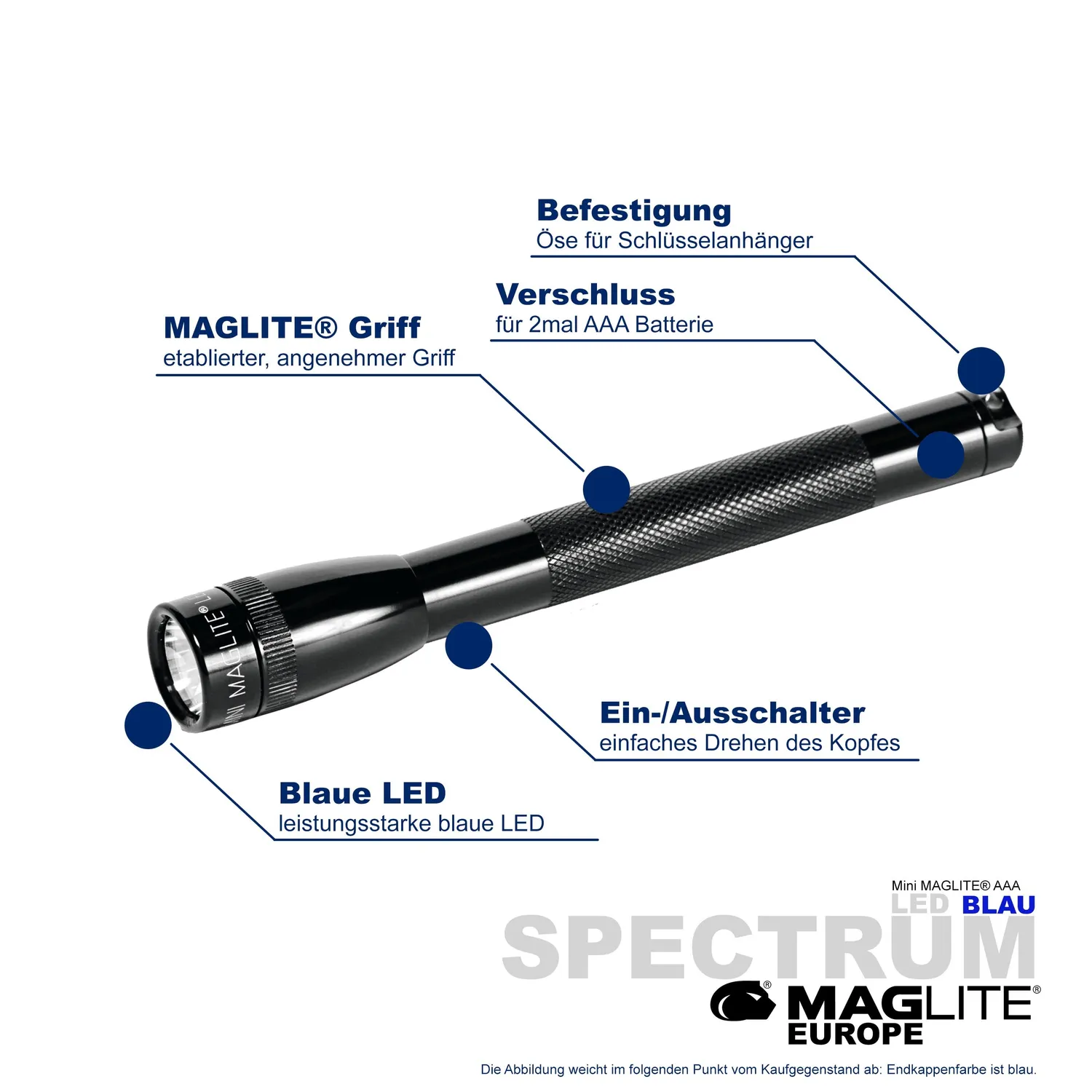 Maglite Spectrum Solitaire LED zaklamp blauw 14 lumen