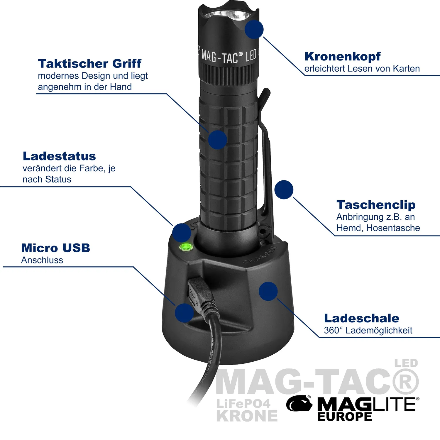Mag-Lite Mag-Tac oplaadbare zaklamp kroonrand 740 lumen