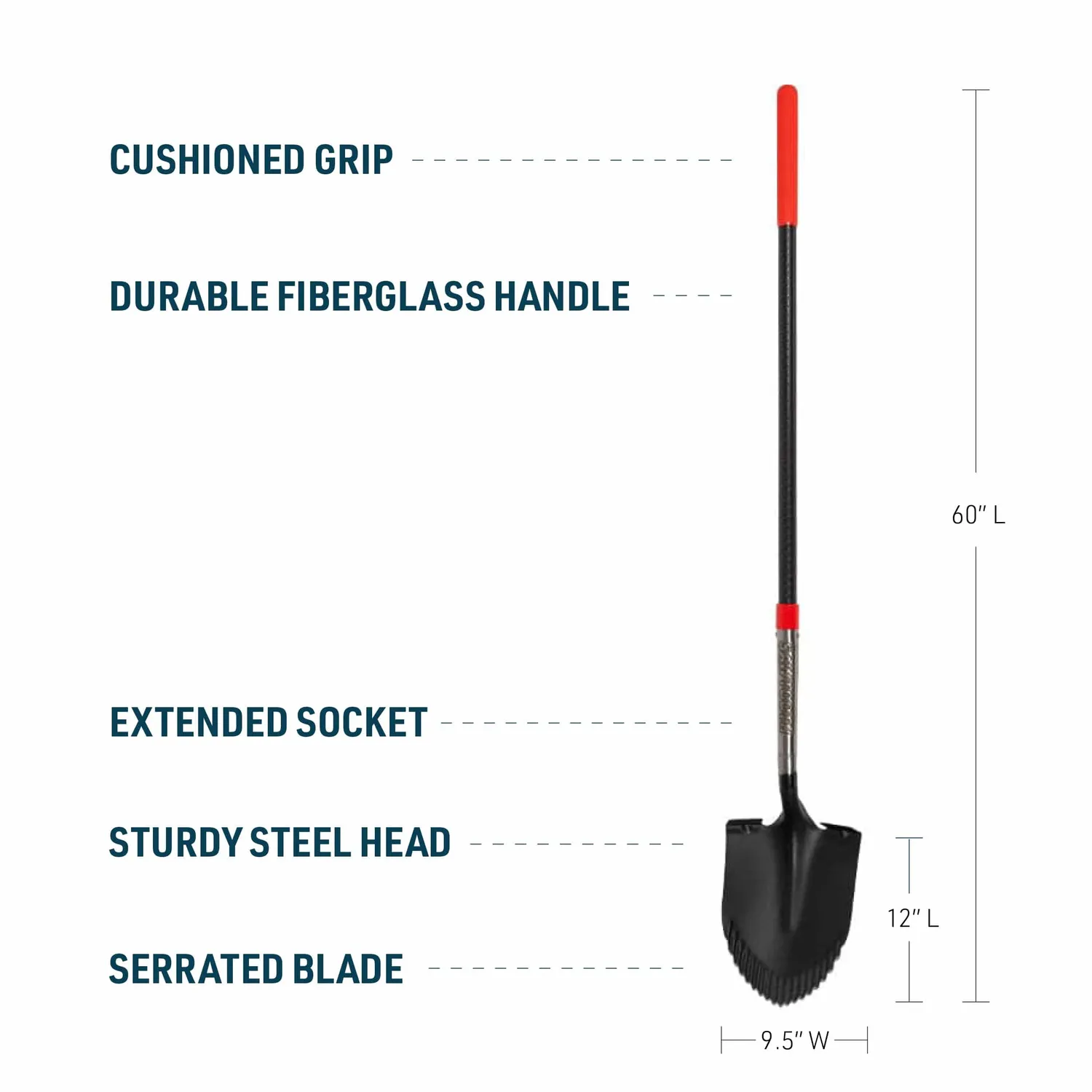 Gemplers Sawtooth spade rond 122 cm zaagtand staal