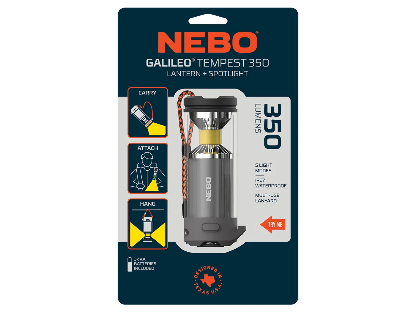 Nebo Galileo Tempest 350 lantaarn 350 lumen rood licht
