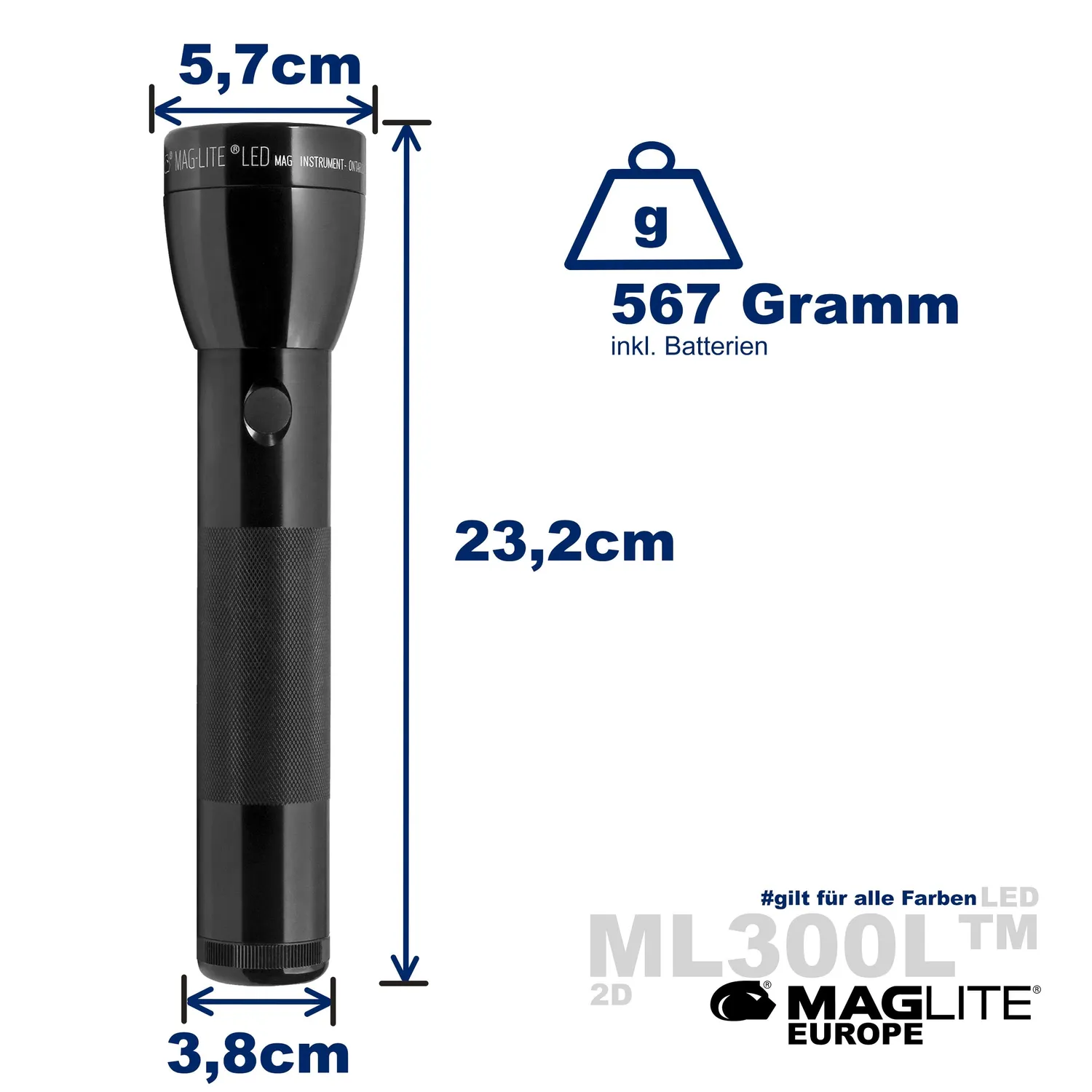 Mag-Lite ML300L 2D LED-zaklamp zwart 524 lumen