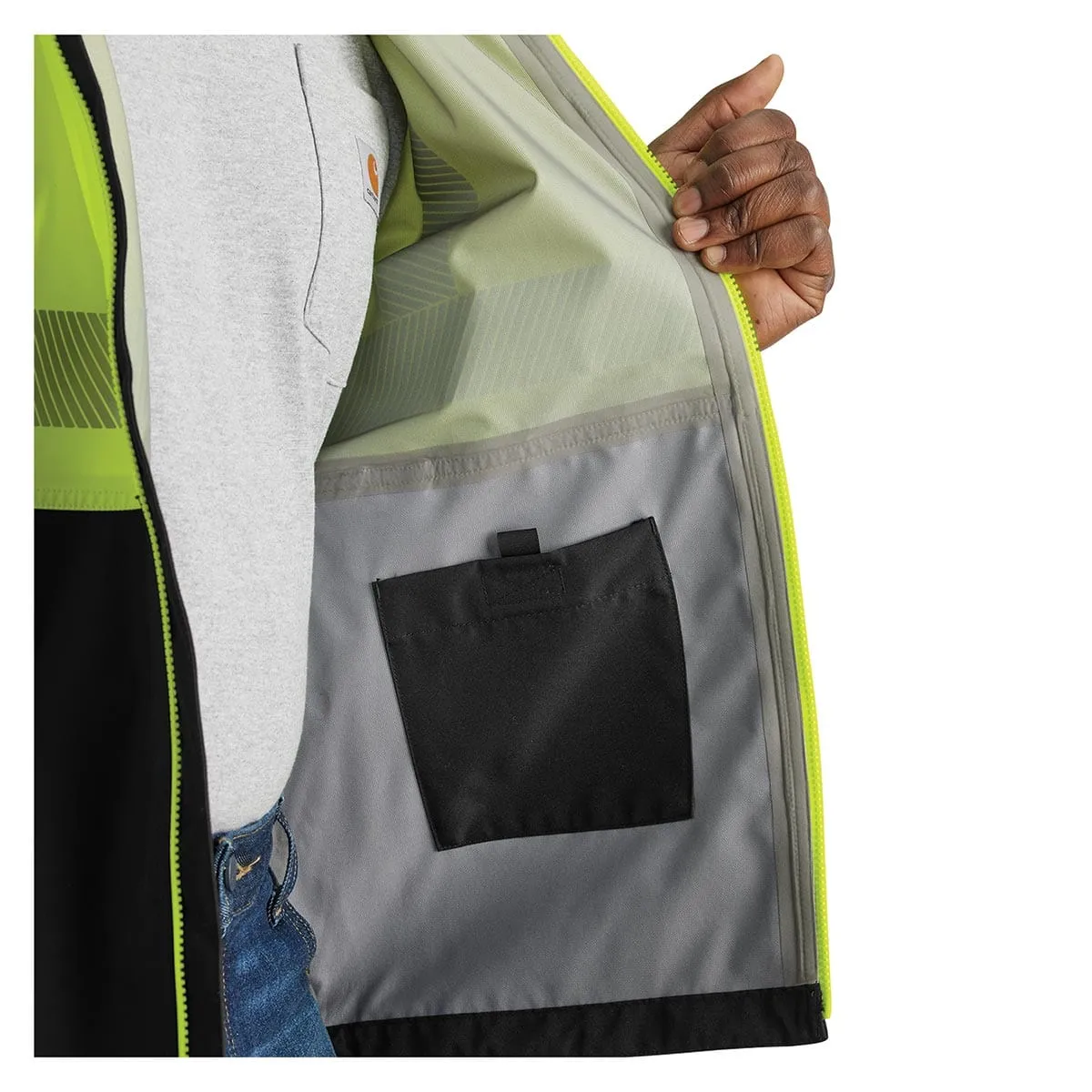 Carhartt Storm Defender hi-vis regenjas brite lime licht