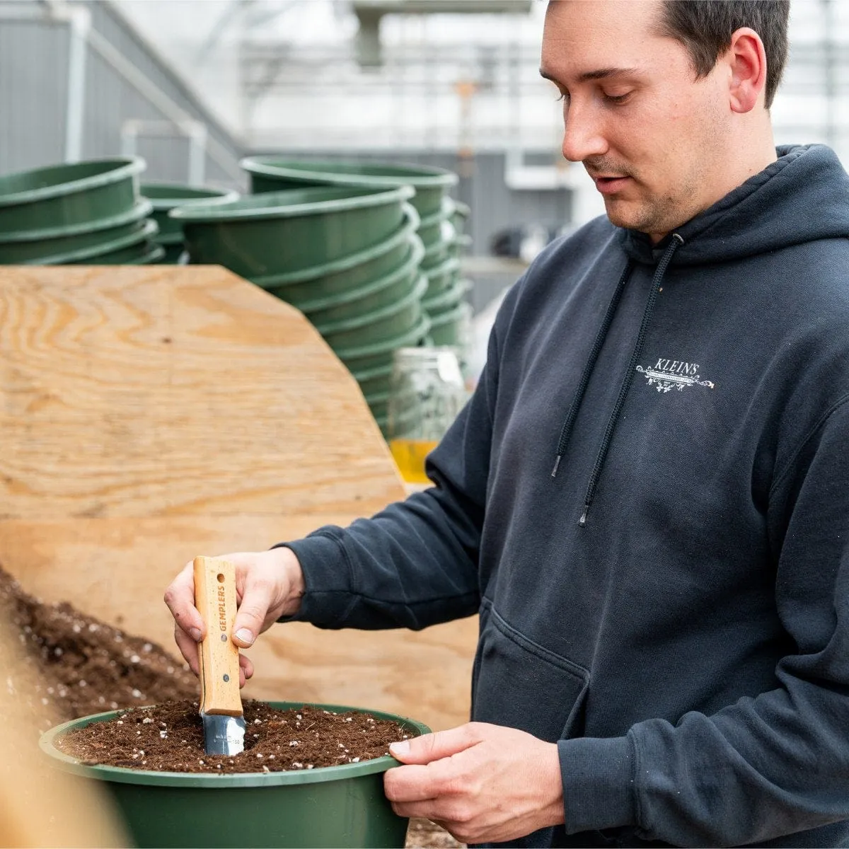 Gemplers Hori Hori tuinmes beukenhout schede