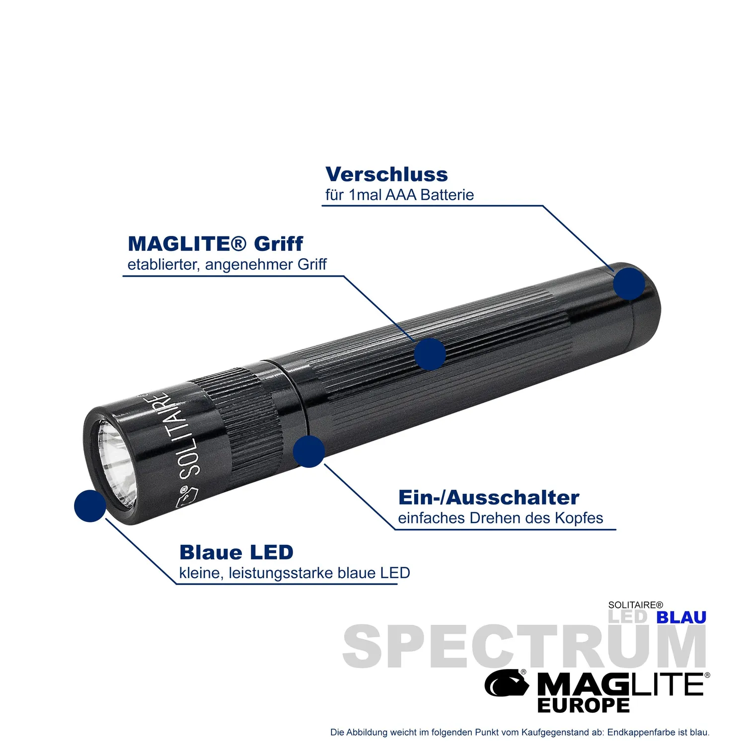 Maglite Spectrum Solitaire LED zaklamp blauw 14 lumen