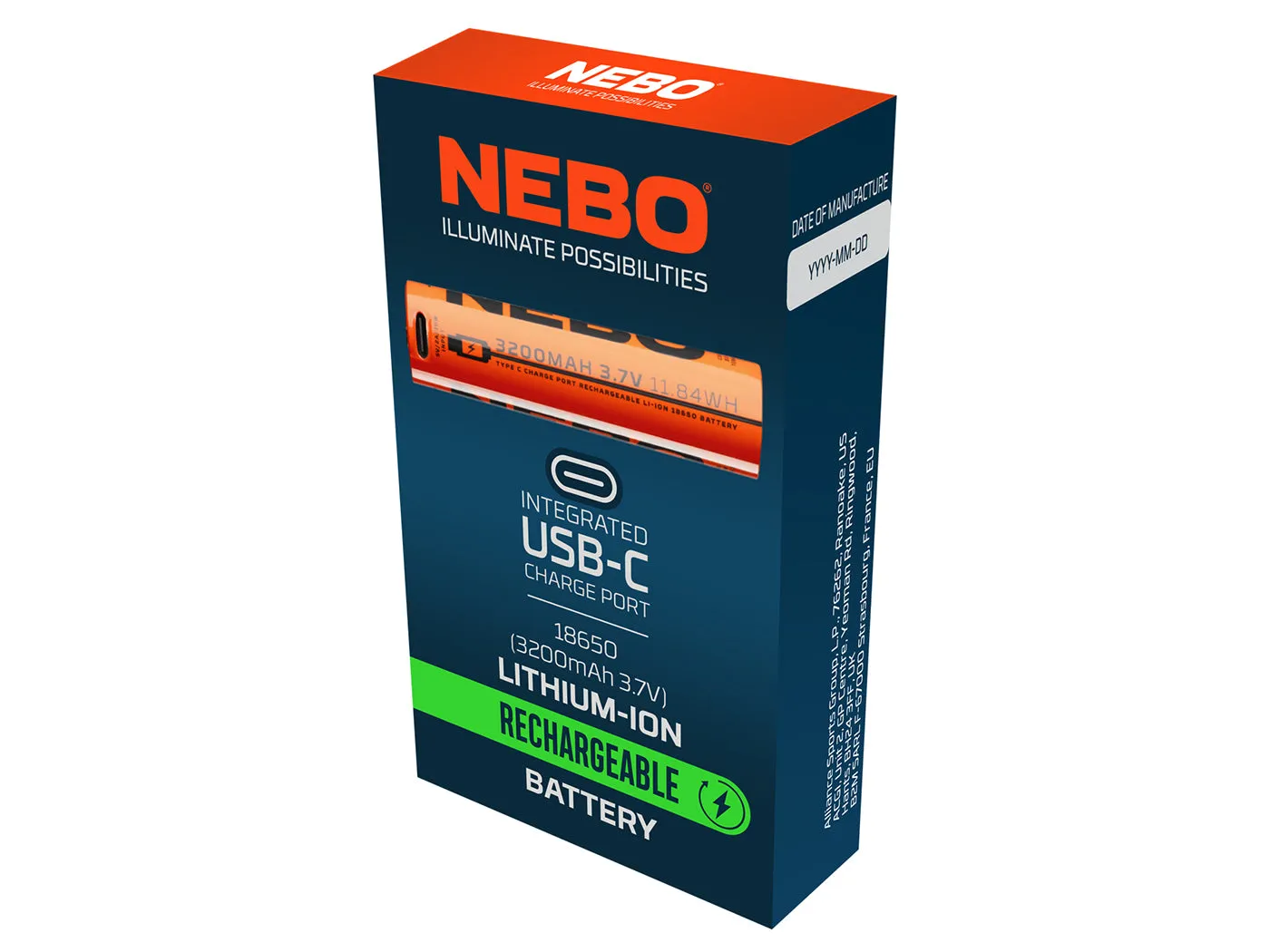 Nebo 18650 3200mAh Accu USB-C voor Slyde King 2K