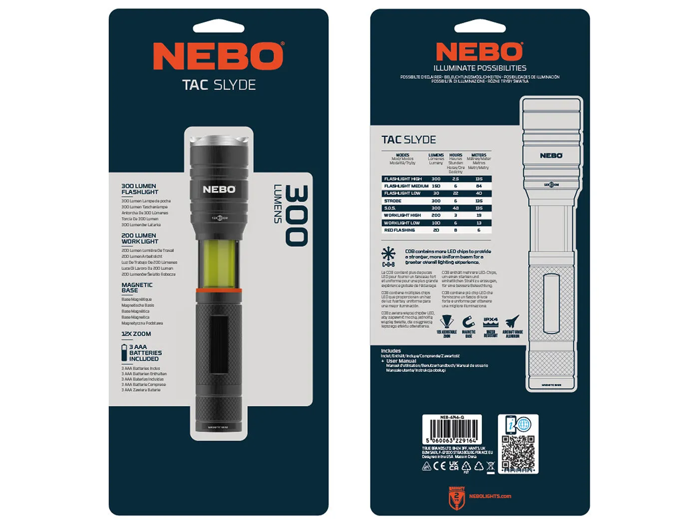 Nebo Tac Slyde werklamp 300 lumen uitschuifbaar magneet