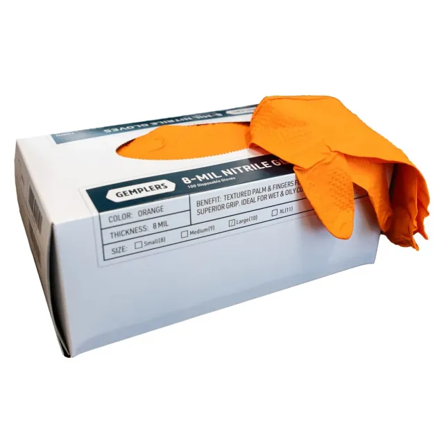 Gemplers 8 mil nitril handschoenen oranje doos 100 stuks