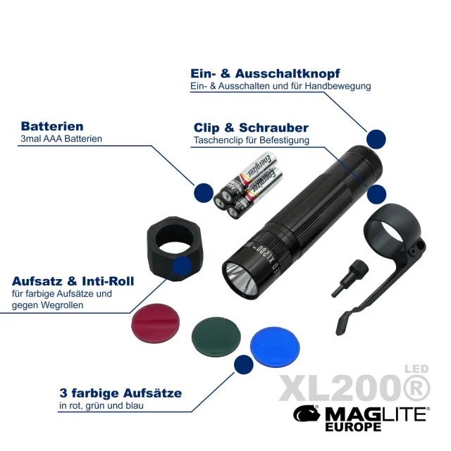 Maglite XL200 LED tactische zaklamp set zwart 264 lumen