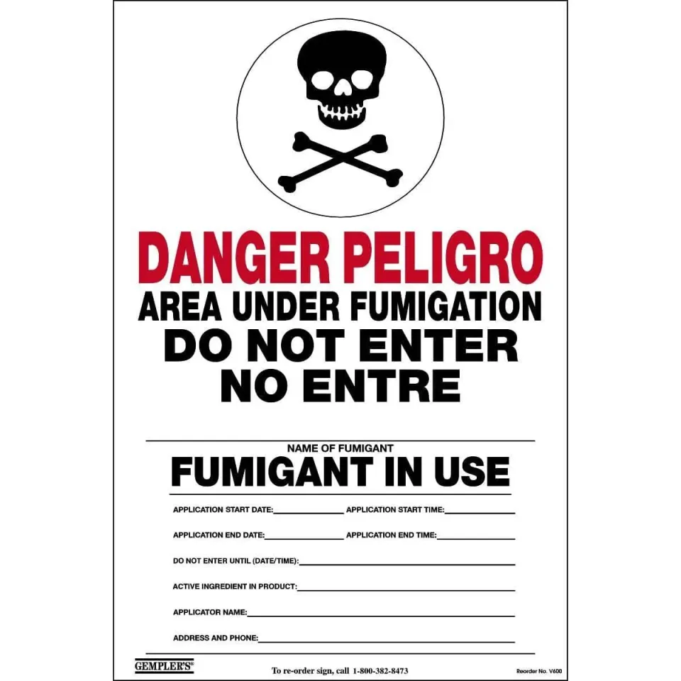 Gemplers Fumigation waarschuwingsbord tweetalig EPA