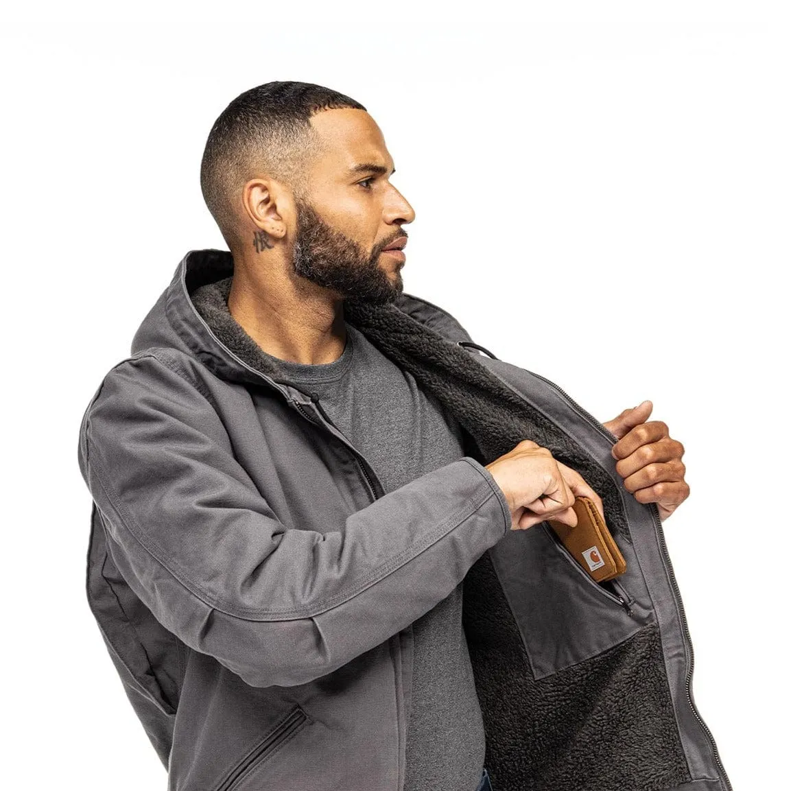 Carhartt J141 Sherpa werkjas relaxed fit bruin L gevoerd