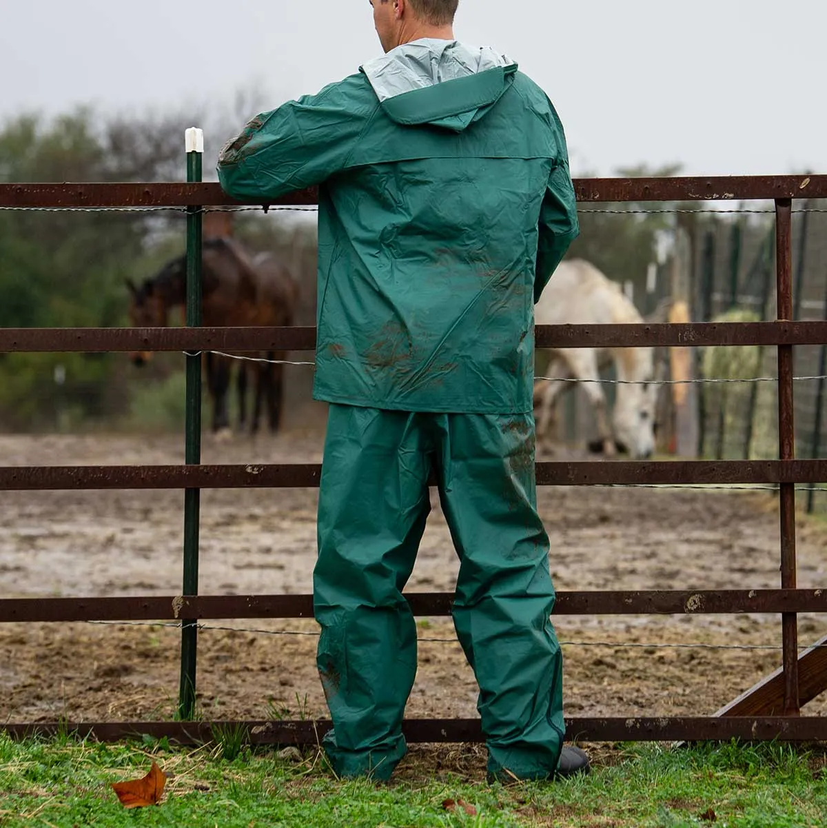 Gemplers PVC Rain regenpak jas + tuinbroek L groen