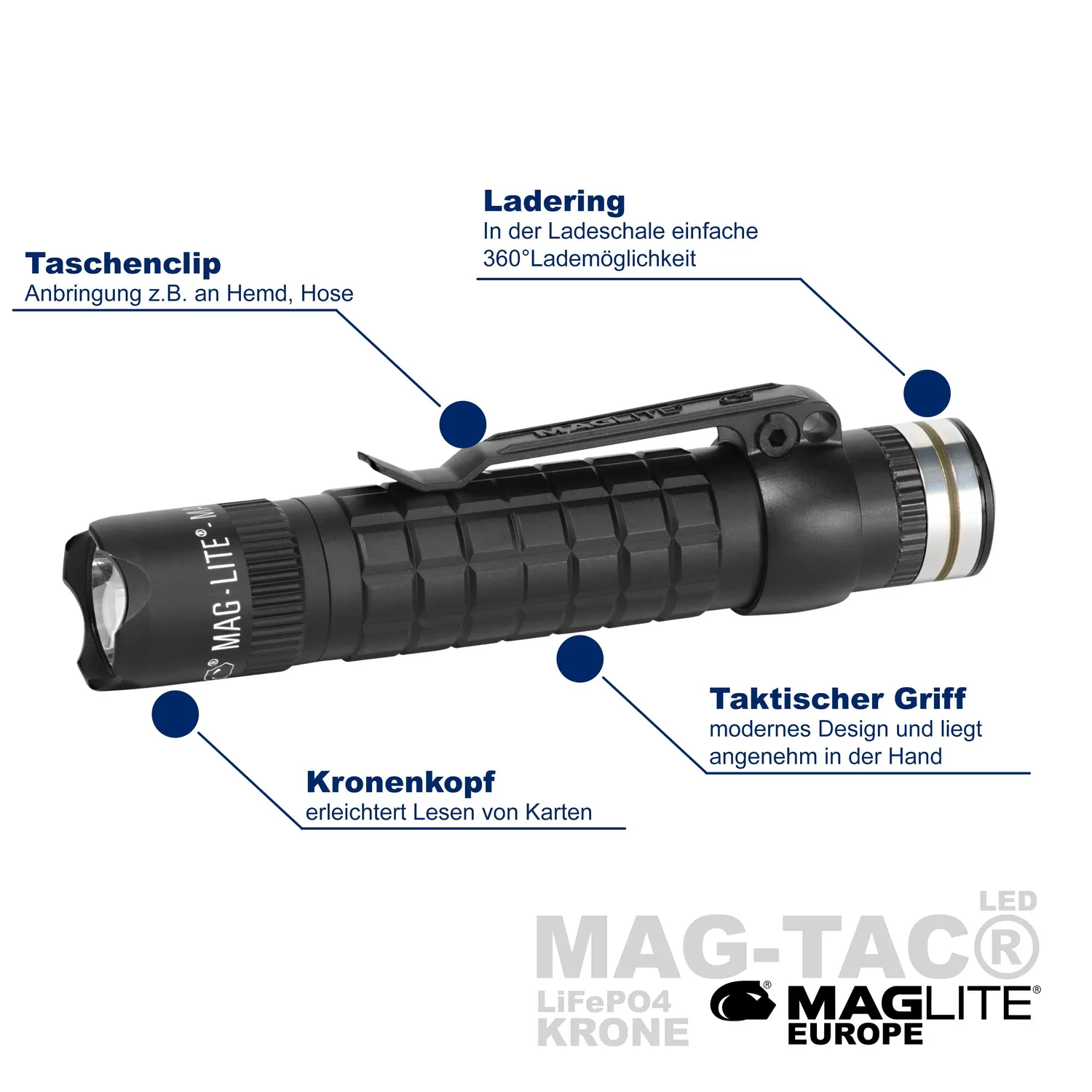 Mag-Lite Mag-Tac oplaadbare zaklamp kroonrand 740 lumen