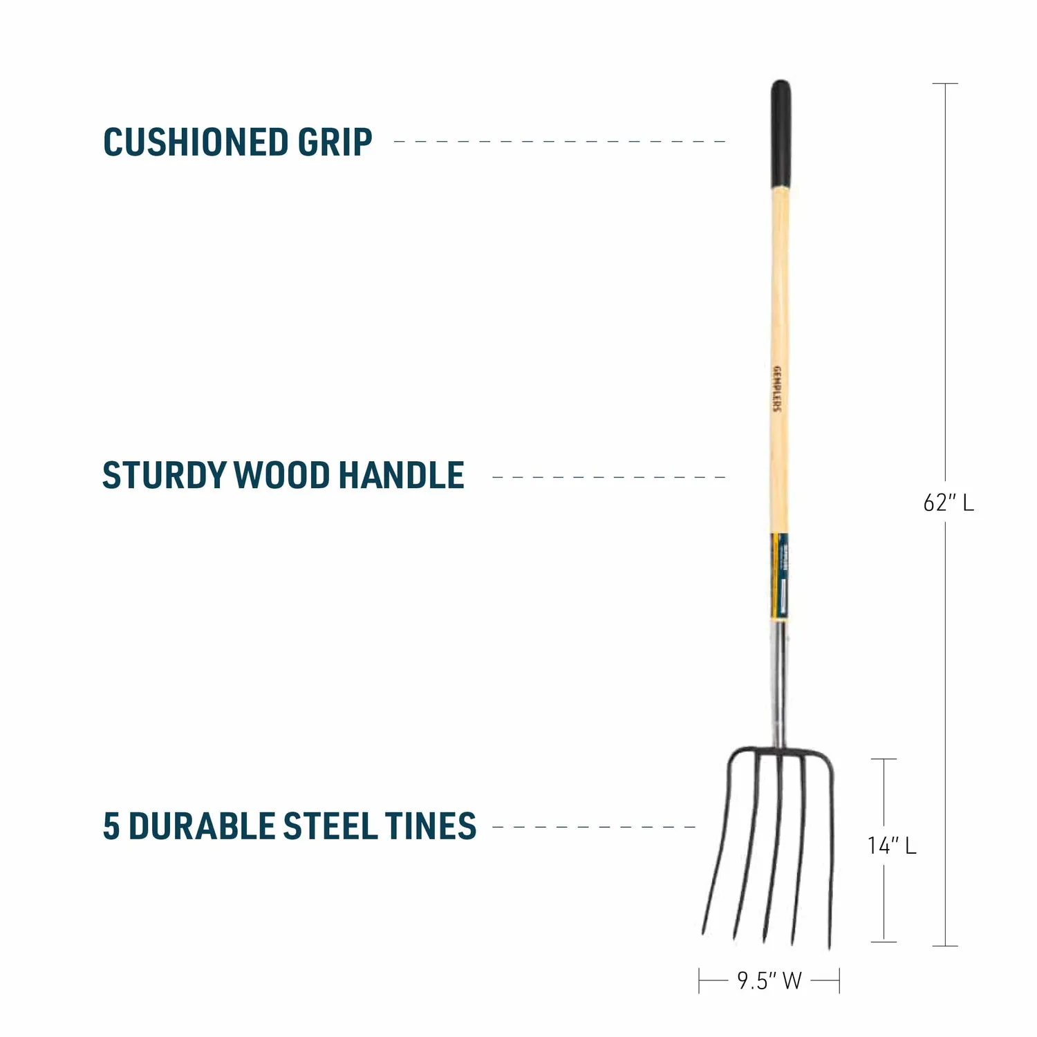 Gemplers Steel spitvork 5-tands 47 inch staal