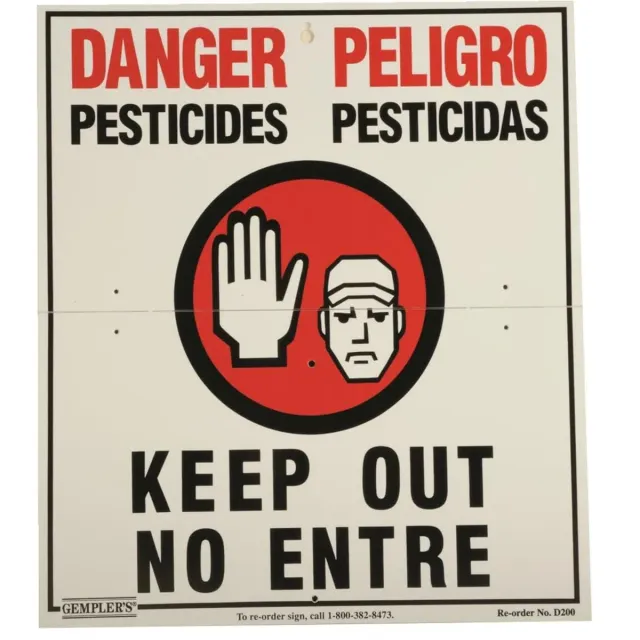 Gemplers Danger Pesticides Keep Out klapbord tweetalig 16x14 inch