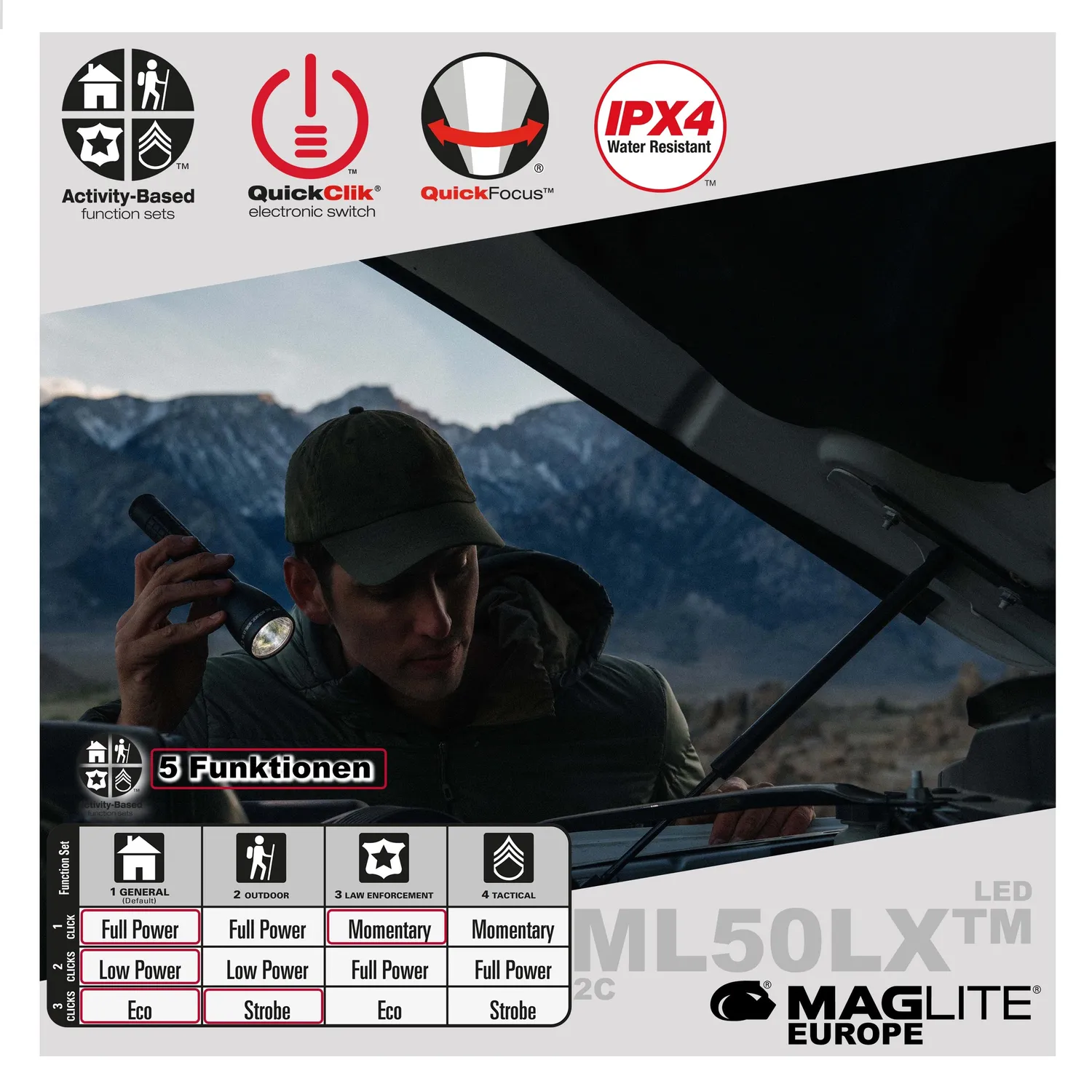 Maglite ML50LX 2C LED zaklamp zwart 466 lumen