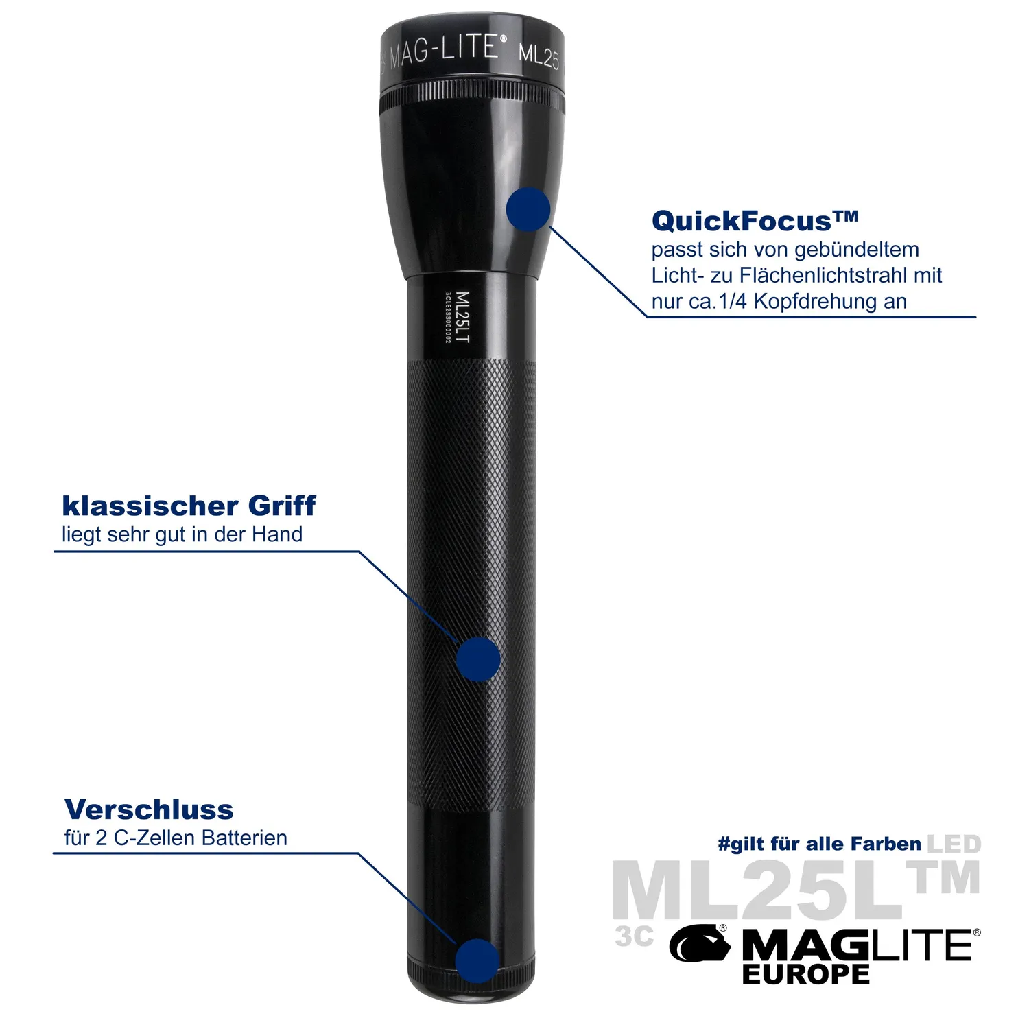 Maglite ML25LT LED zaklamp 3C zwart 173 lumen