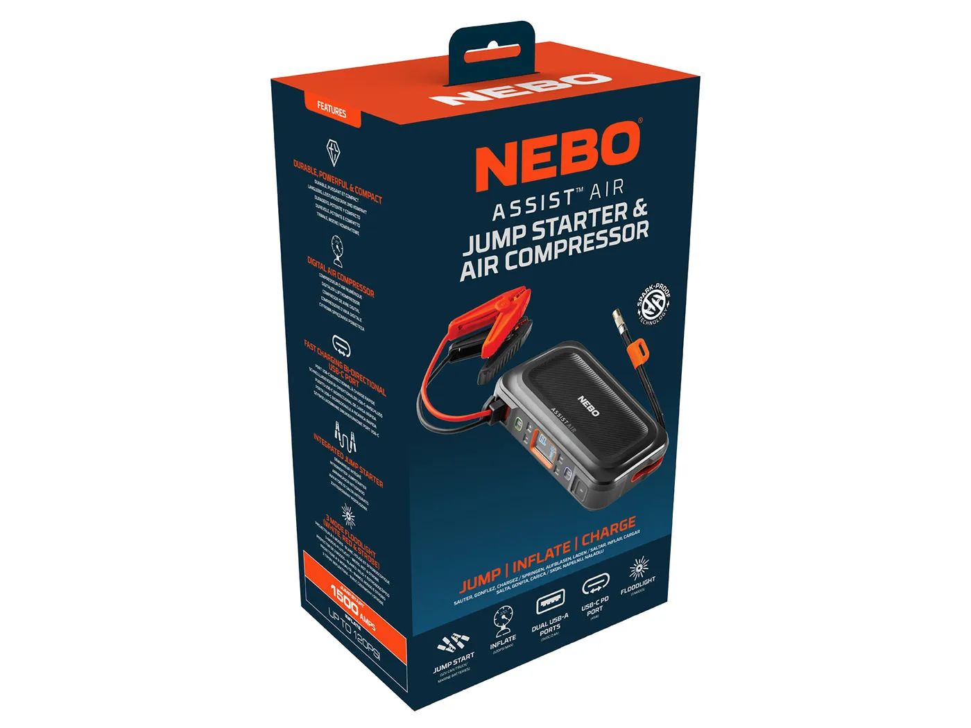 Nebo Assist Air Jump Starter 1500A Compressor