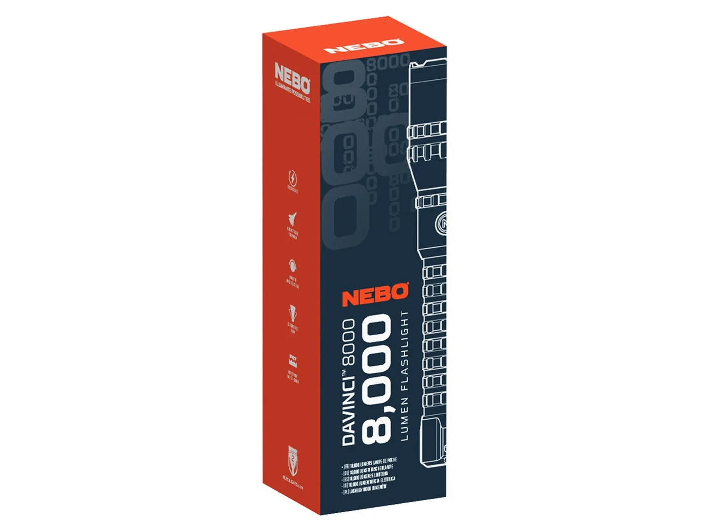 Nebo Davinci 8000 zaklamp oplaadbaar 8000 lumen