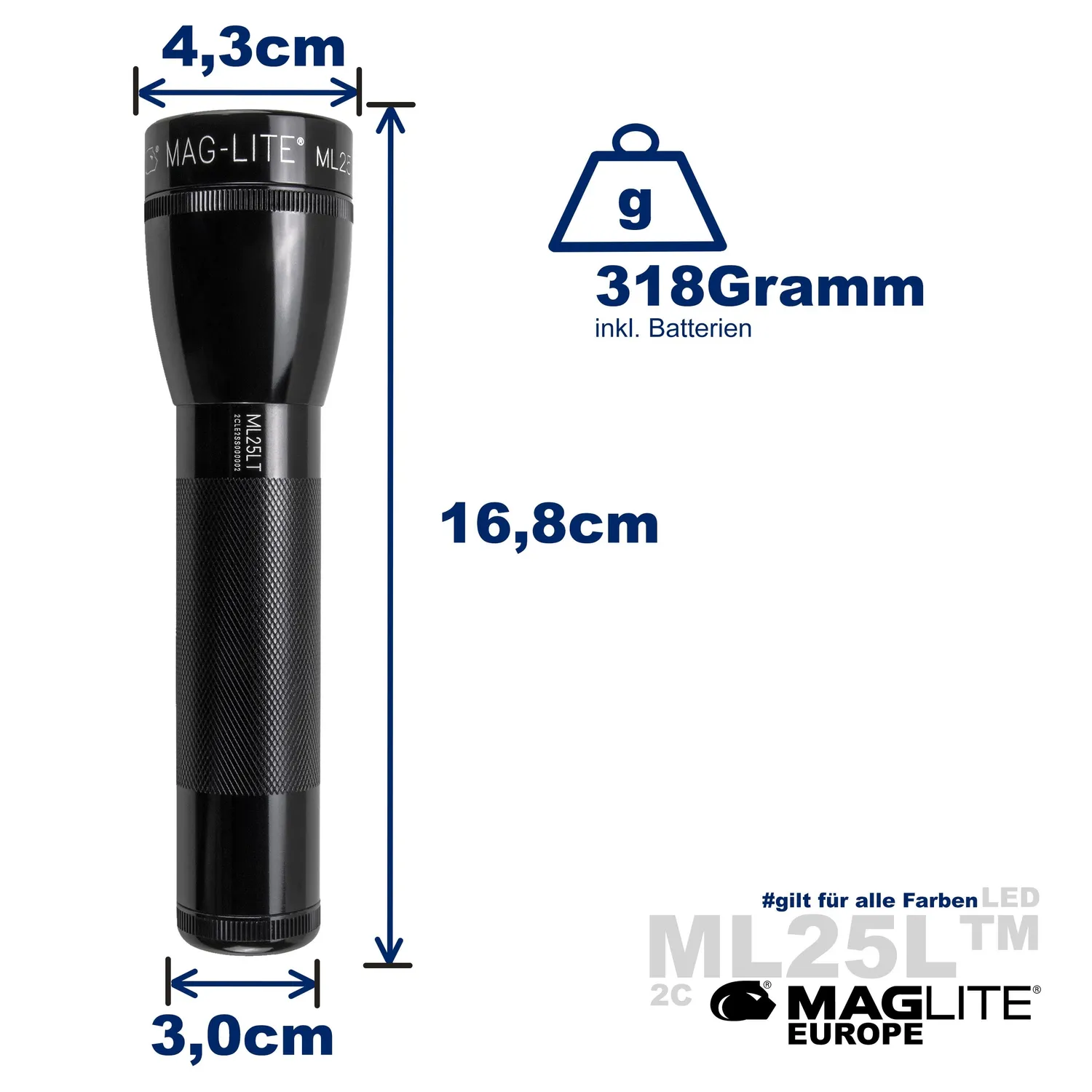 Maglite ML25LT LED zaklamp 2x C zwart 192 lumen