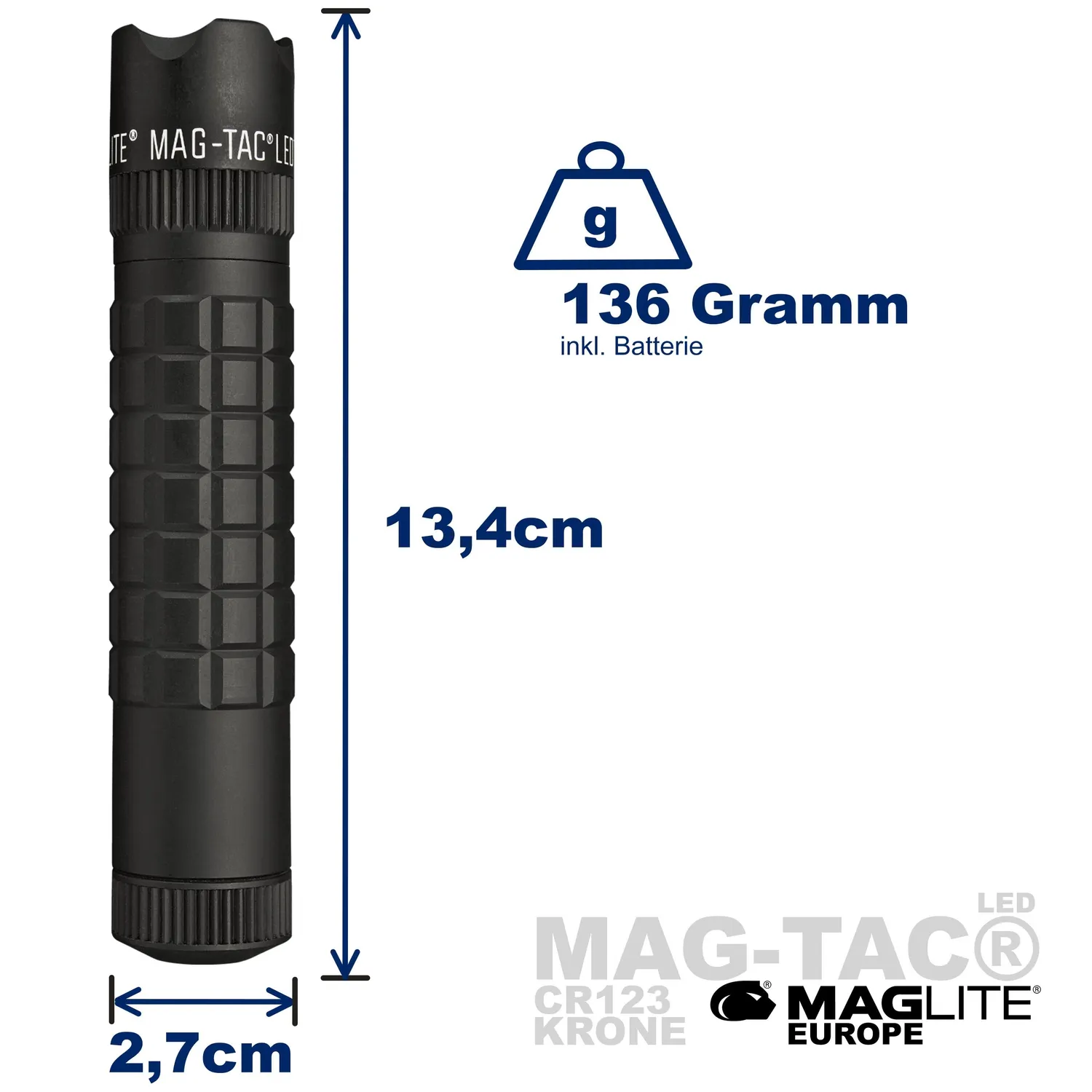 Maglite MAG-TAC CR123 LED zaklamp kroonrand zwart 320 lumen