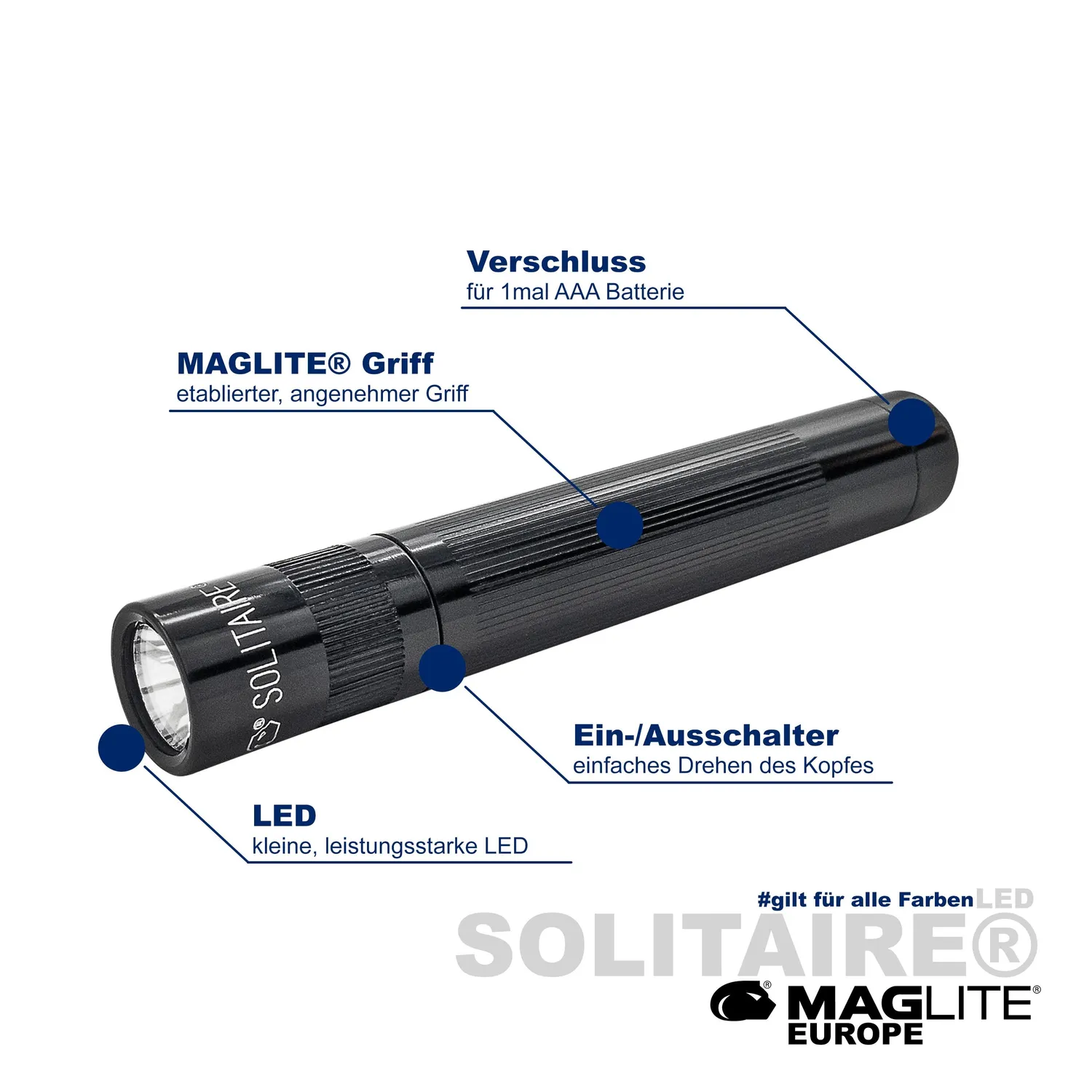 Maglite Solitaire LED sleutelzaklamp zwart 47 lumen