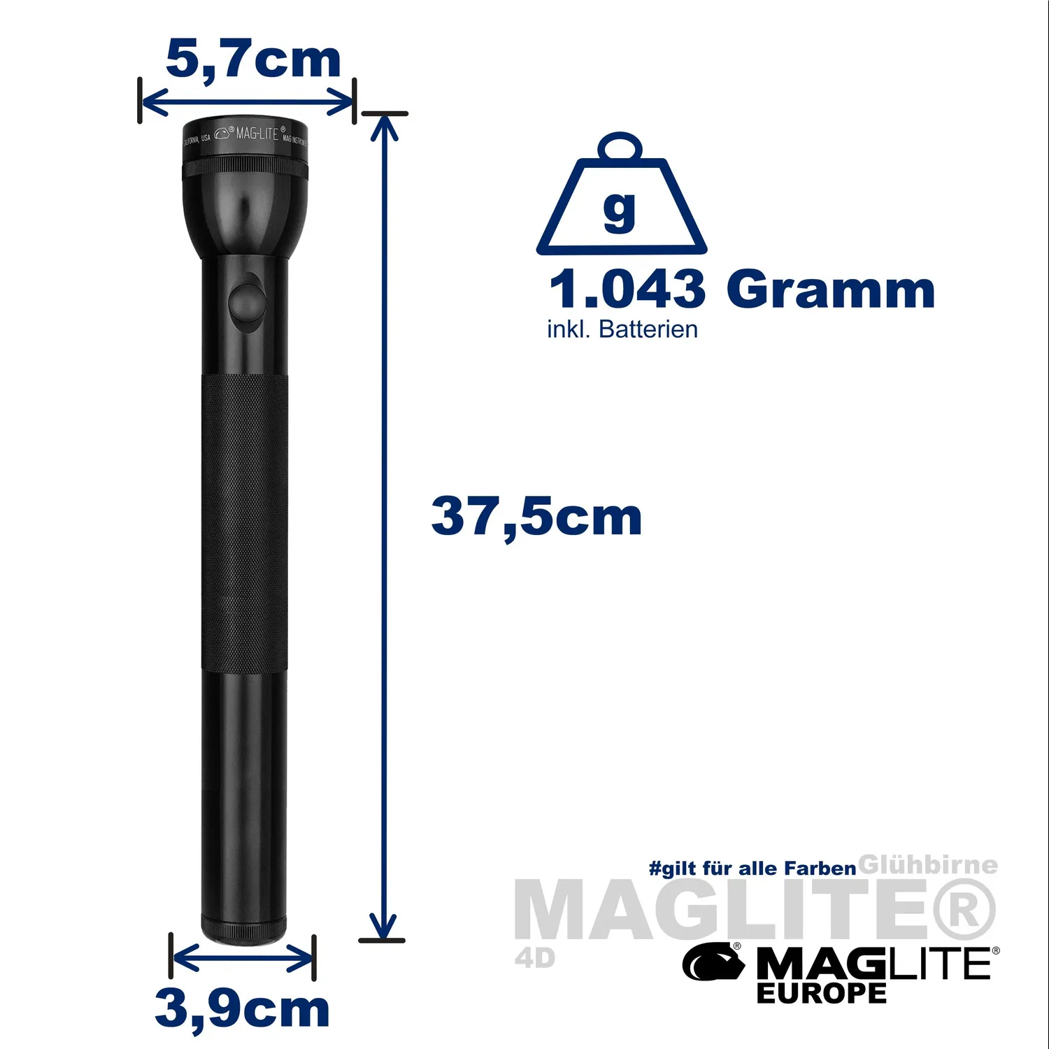 Maglite Classic 4D gloeilamp zaklamp 98 lumen zwart karton